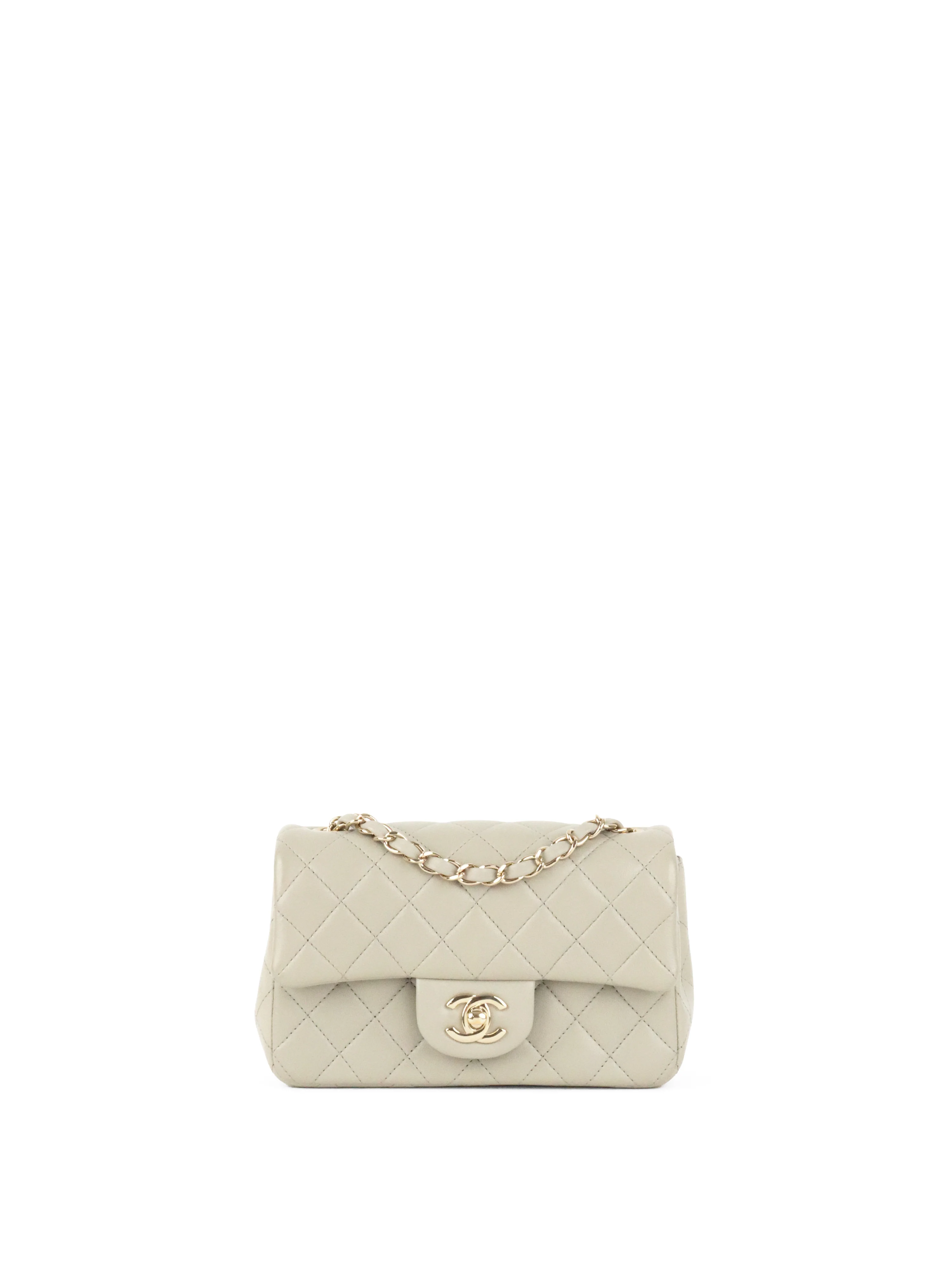 Chanel Light Grey Mini Classic Flap Bag