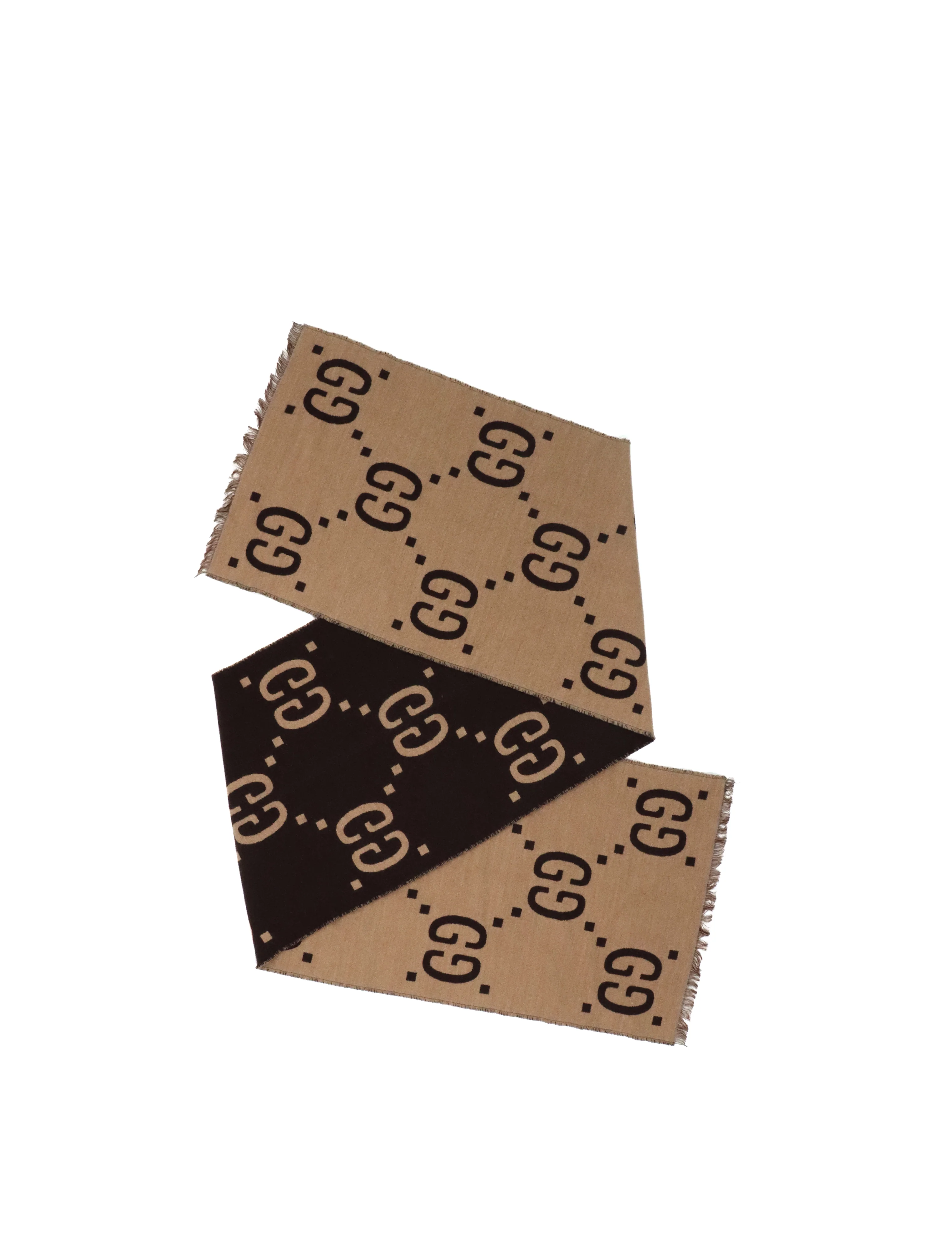 Gucci Brown Wool GG Jacquard Scarf