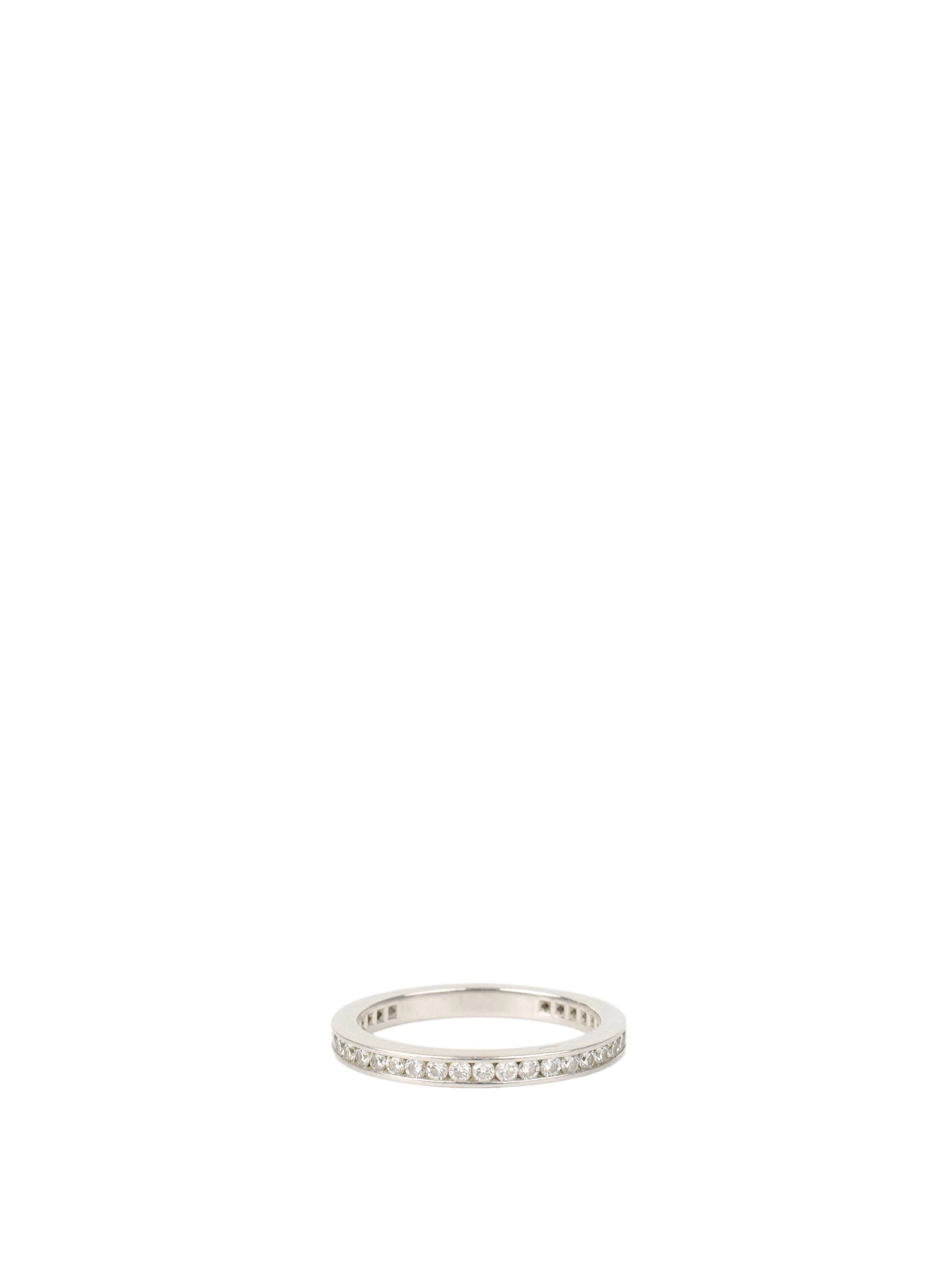 Tiffany  Co Platinum with a Full-circle of Diamonds Ring 2mm band