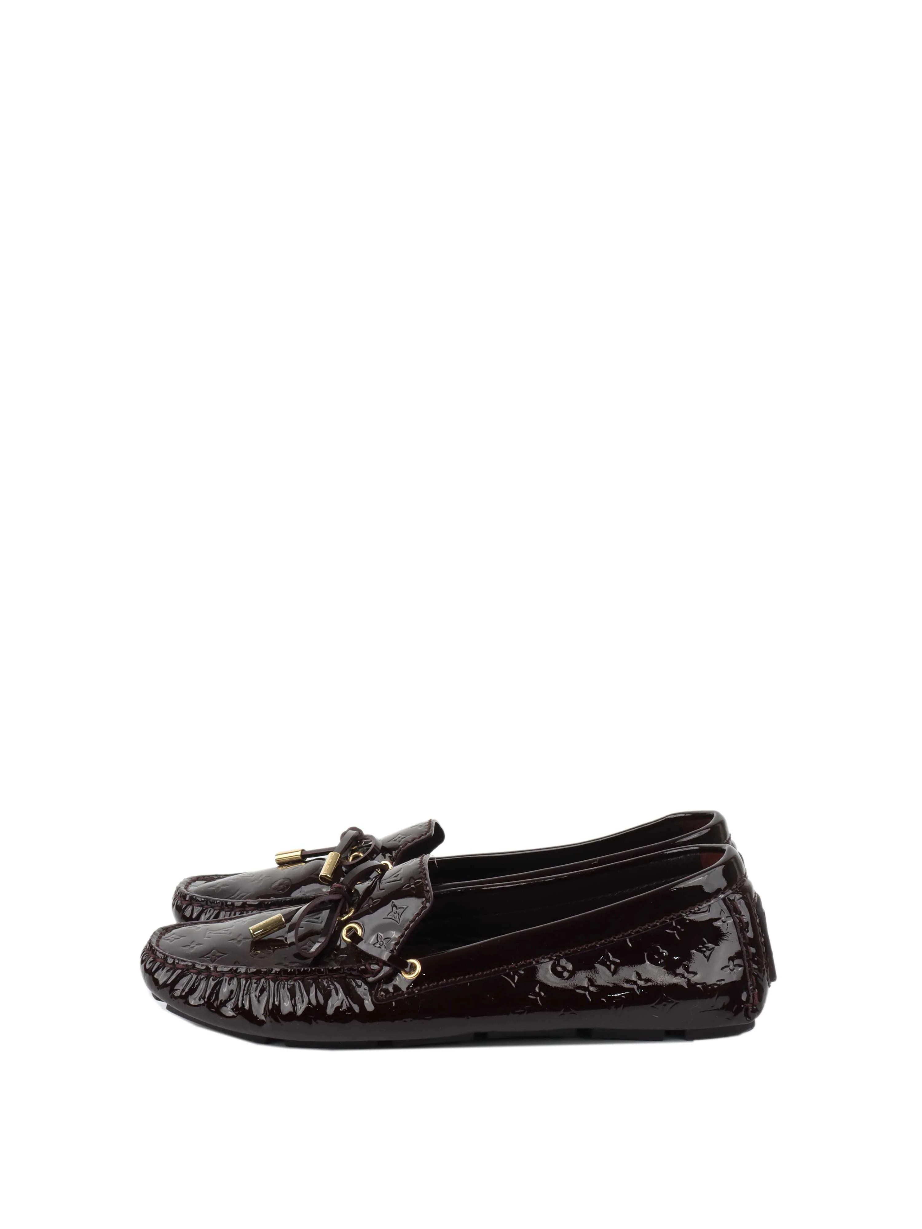 Louis Vuitton Burgundy Patent Leather Oxford Loafers.