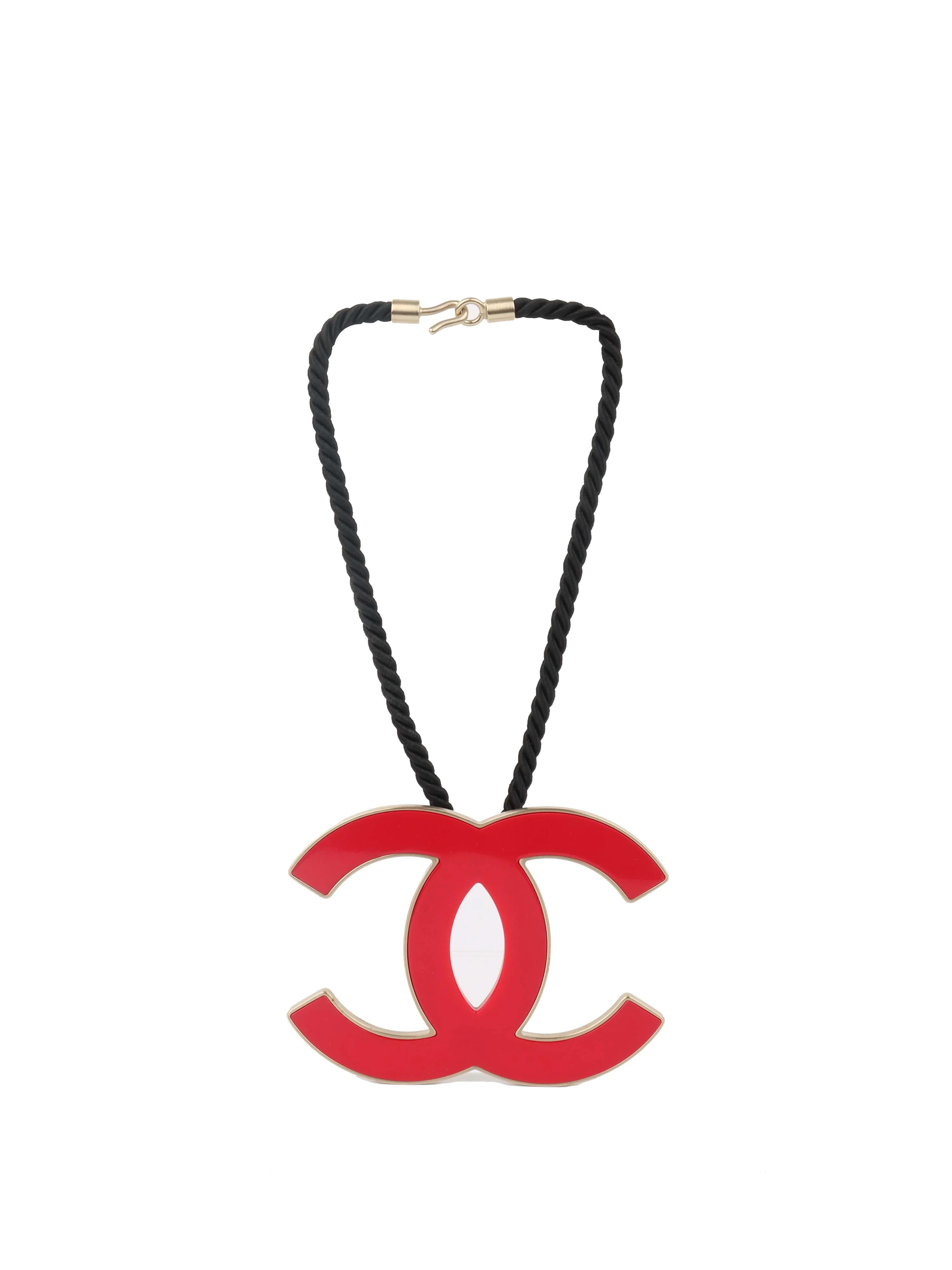 Chanel 2008 Fuchsia CC Logo Necklace