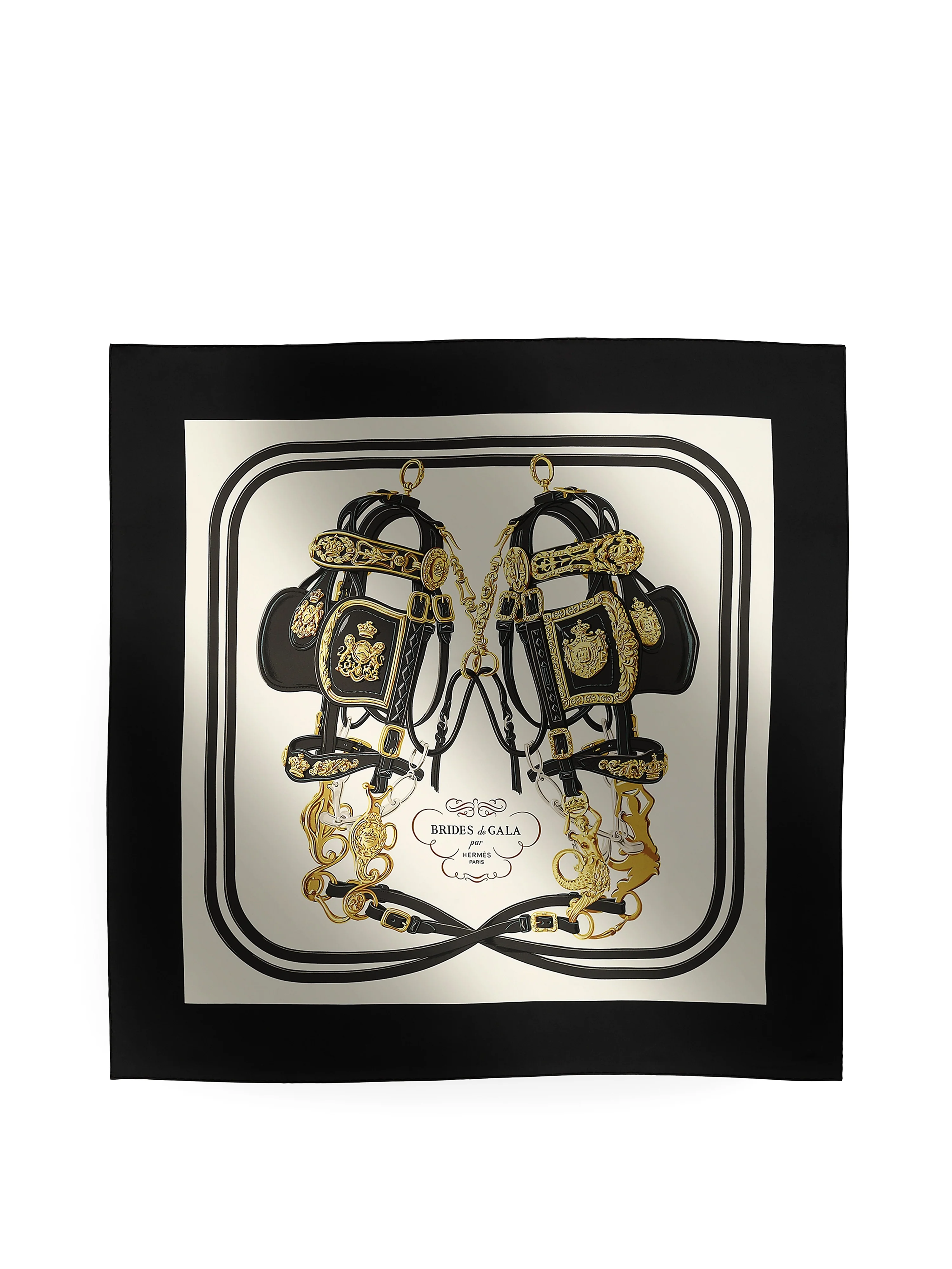 Hermes Noir/Creme/Gold Brides de Gala Forever Scarf 90
