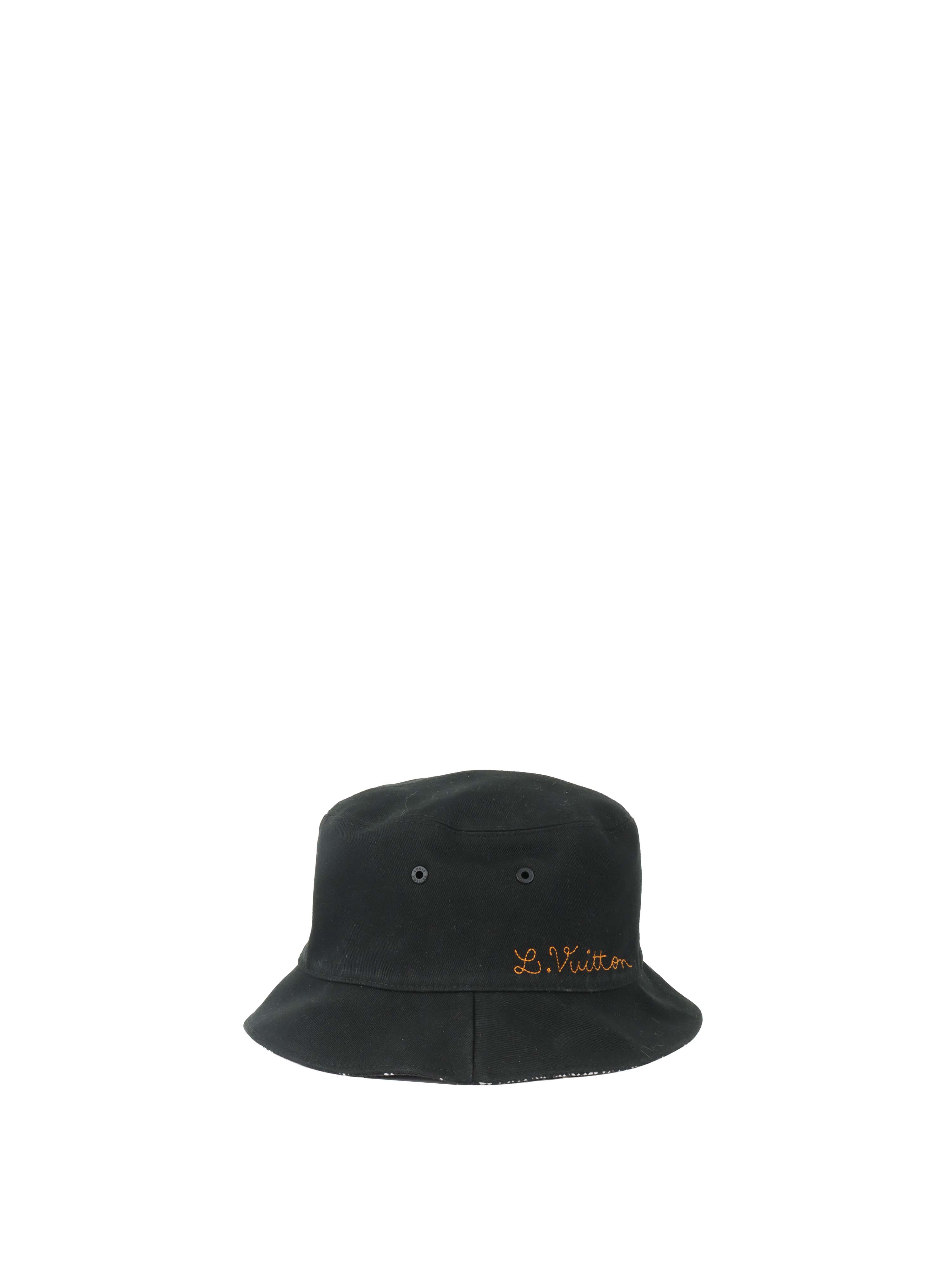 Louis Vuitton Black  White Distorted Damier Reversible Bucket Hat.