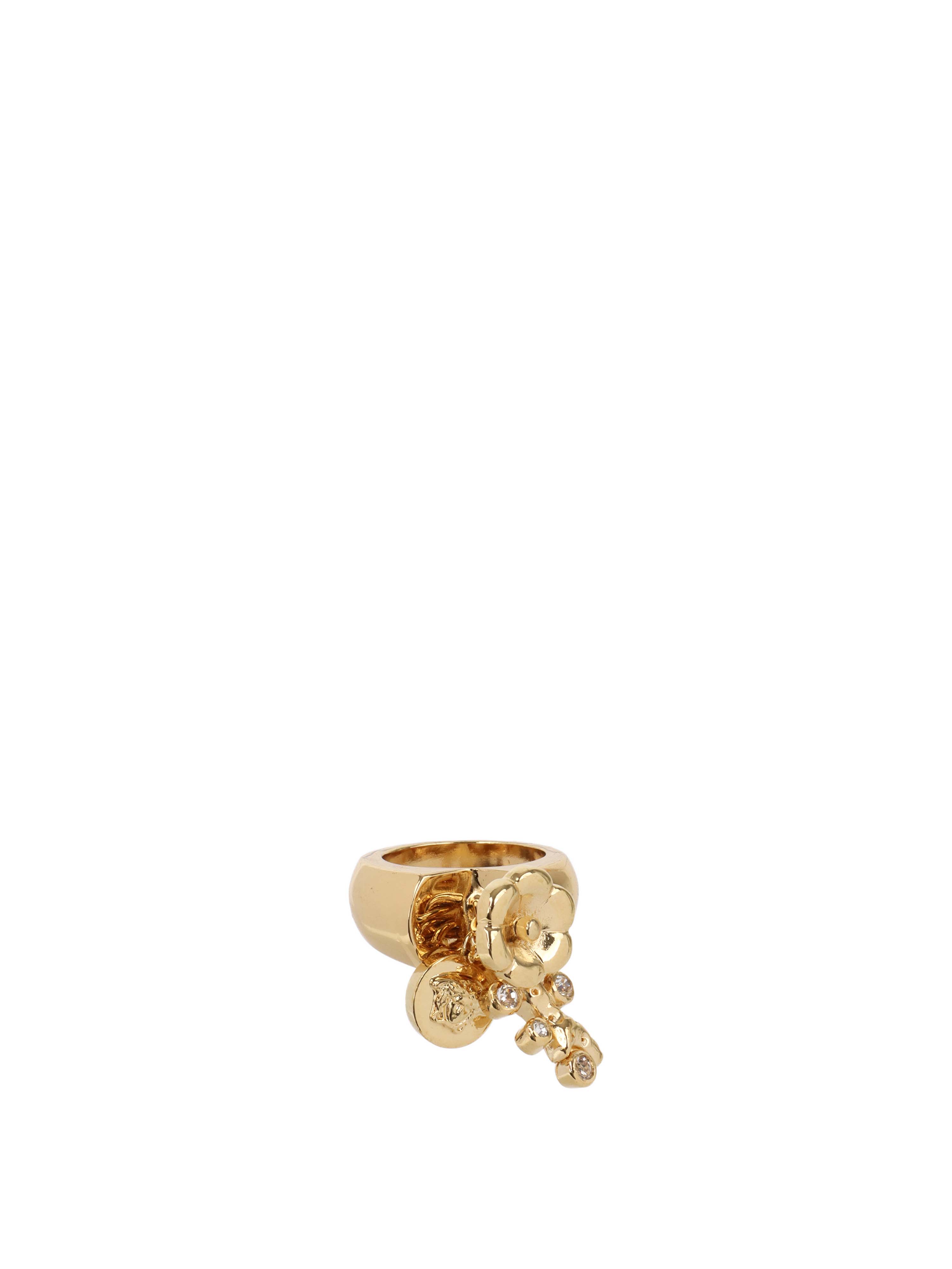 Versace Gold-tone Flower and Leaves Ring.