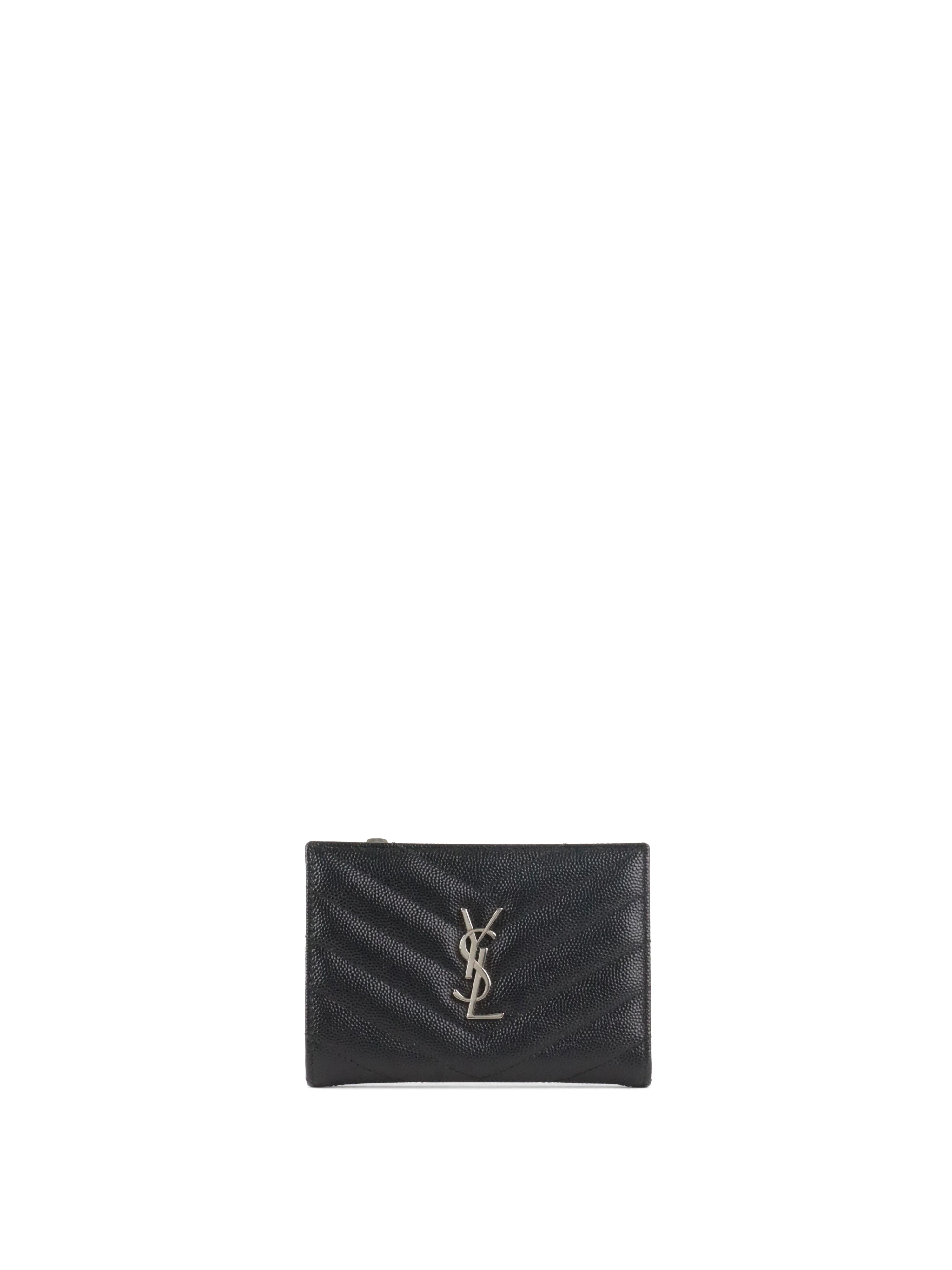 Saint Laurent Zipped Black Leather Wallet SHW