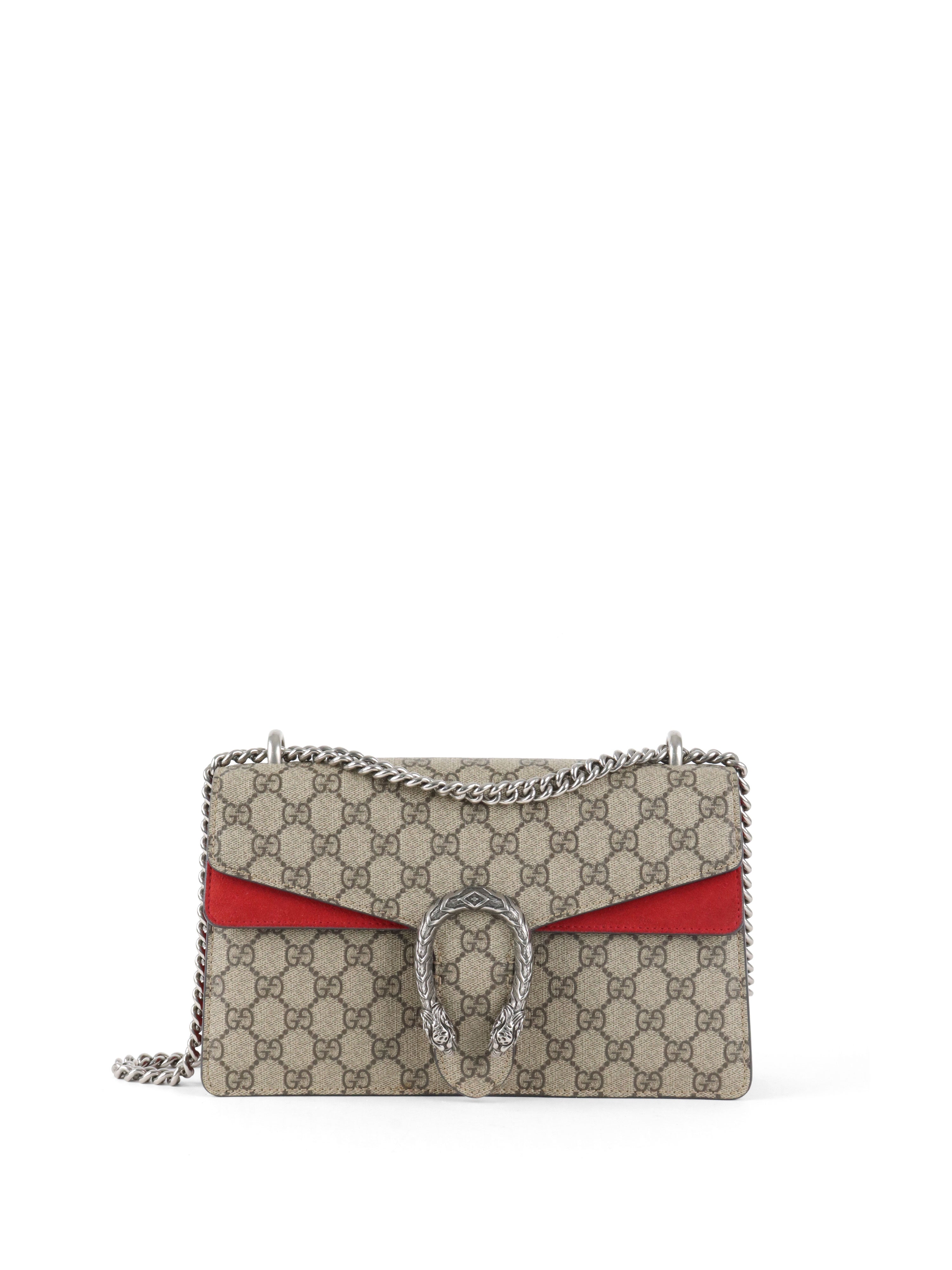 Gucci Small Dionysus GG Supreme Red Trim Shoulder Bag