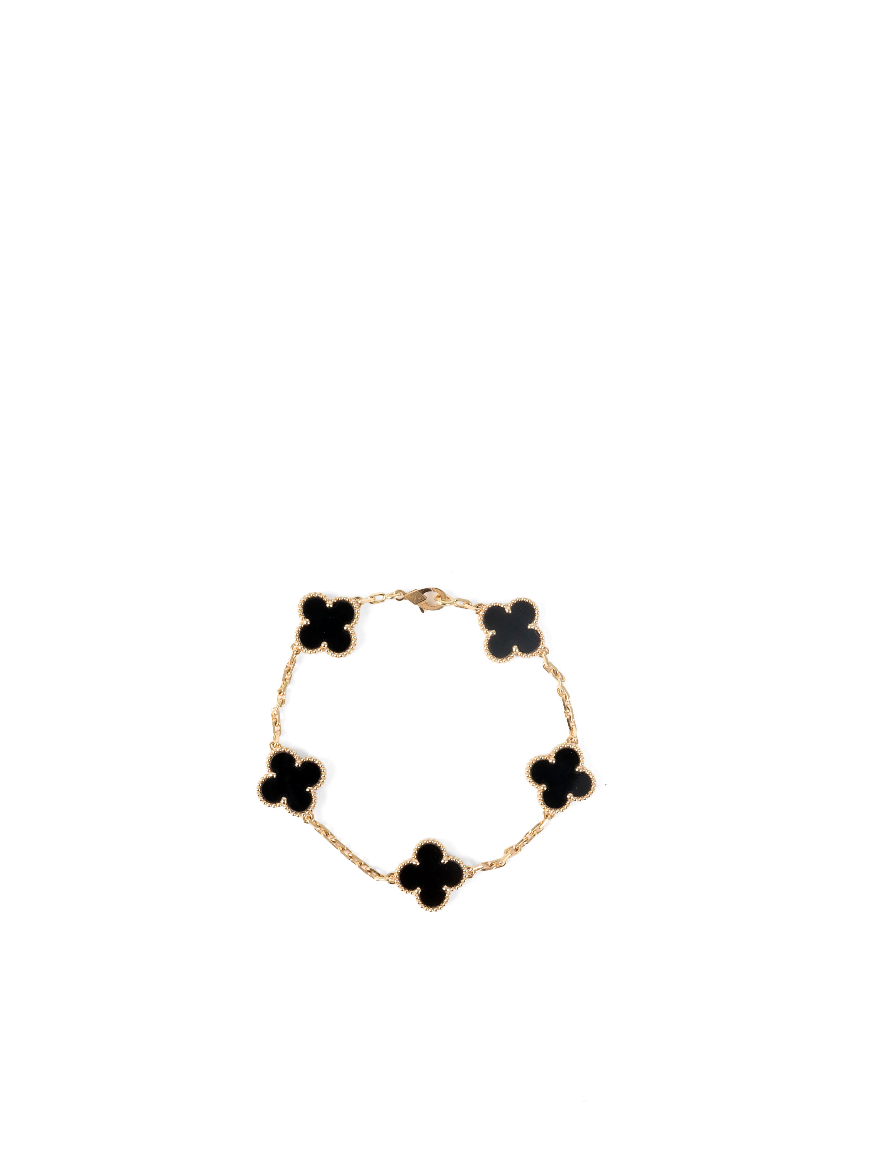 Van Cleef  Arpels Black Onyx Vintage Alhambra Bracelet 5 motifs