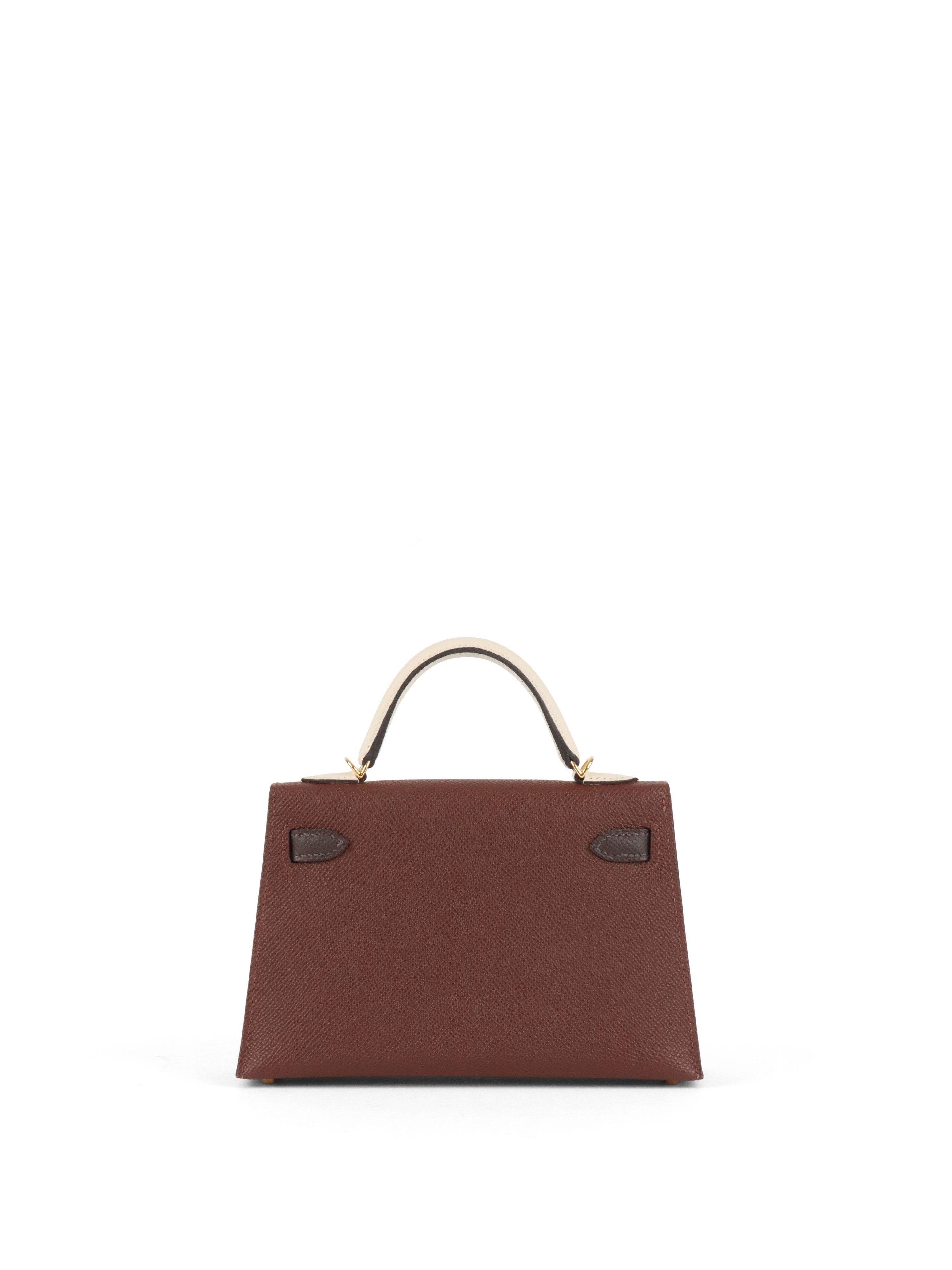 Hermes Mini Kelly Tricolour Terre/Ebene/Craie Stamp K