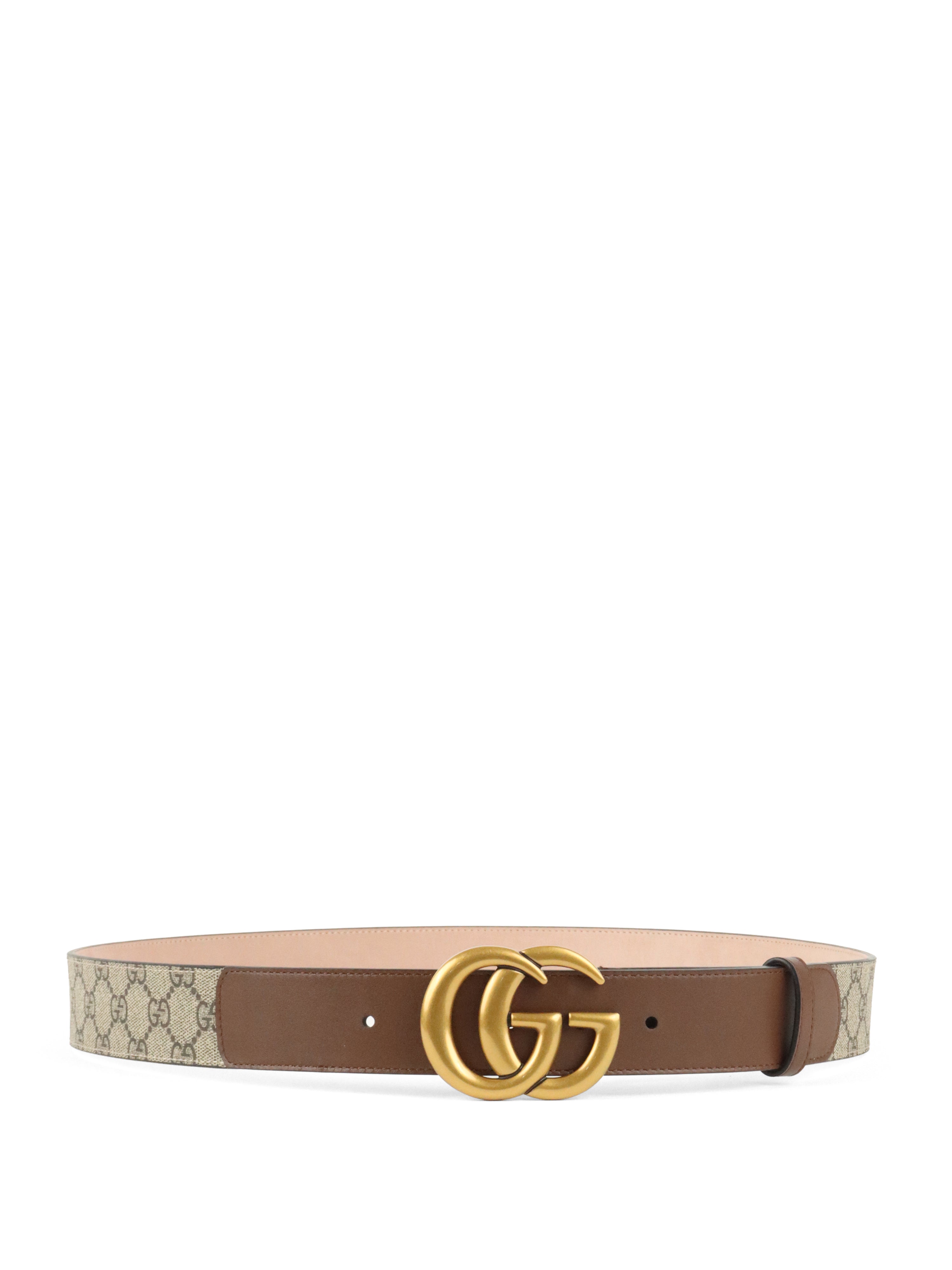 Gucci Ebony  Brown Leather GG Marmont Buckle Belt