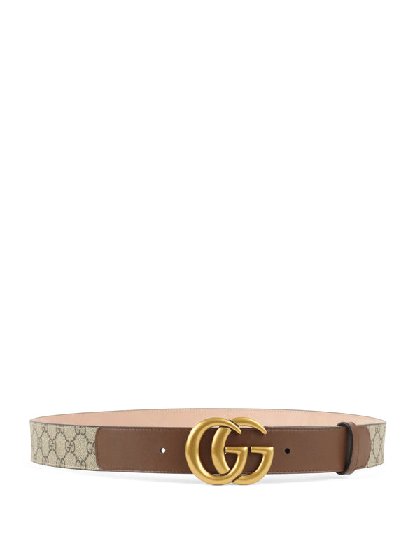 Gucci Ebony  Brown Leather GG Marmont Buckle Belt