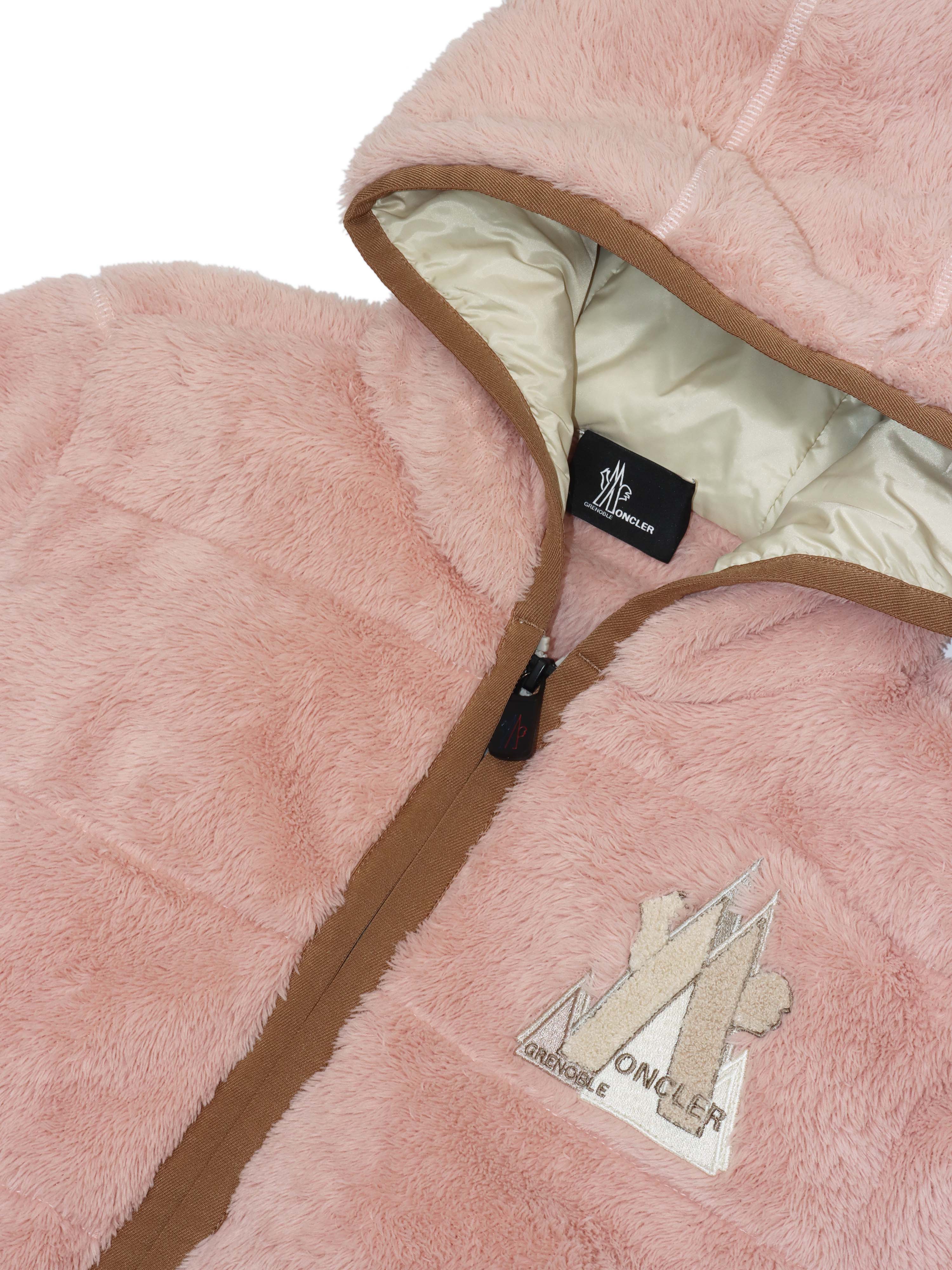 Moncler Pink Grenoble Padded Zip-up Hoodie size S.