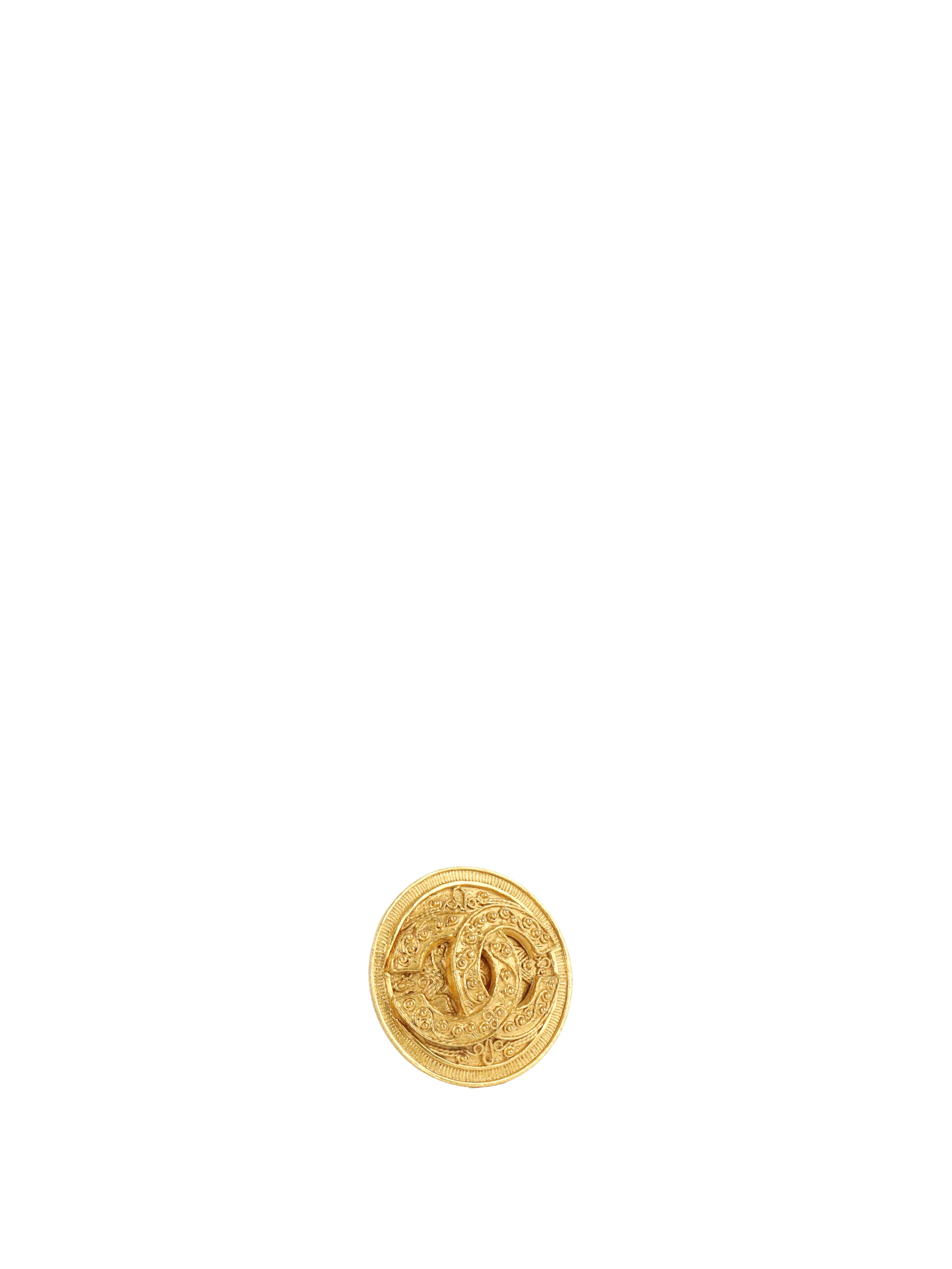 Chanel 1994 Baroque Embellished CC Medallion Brooch
