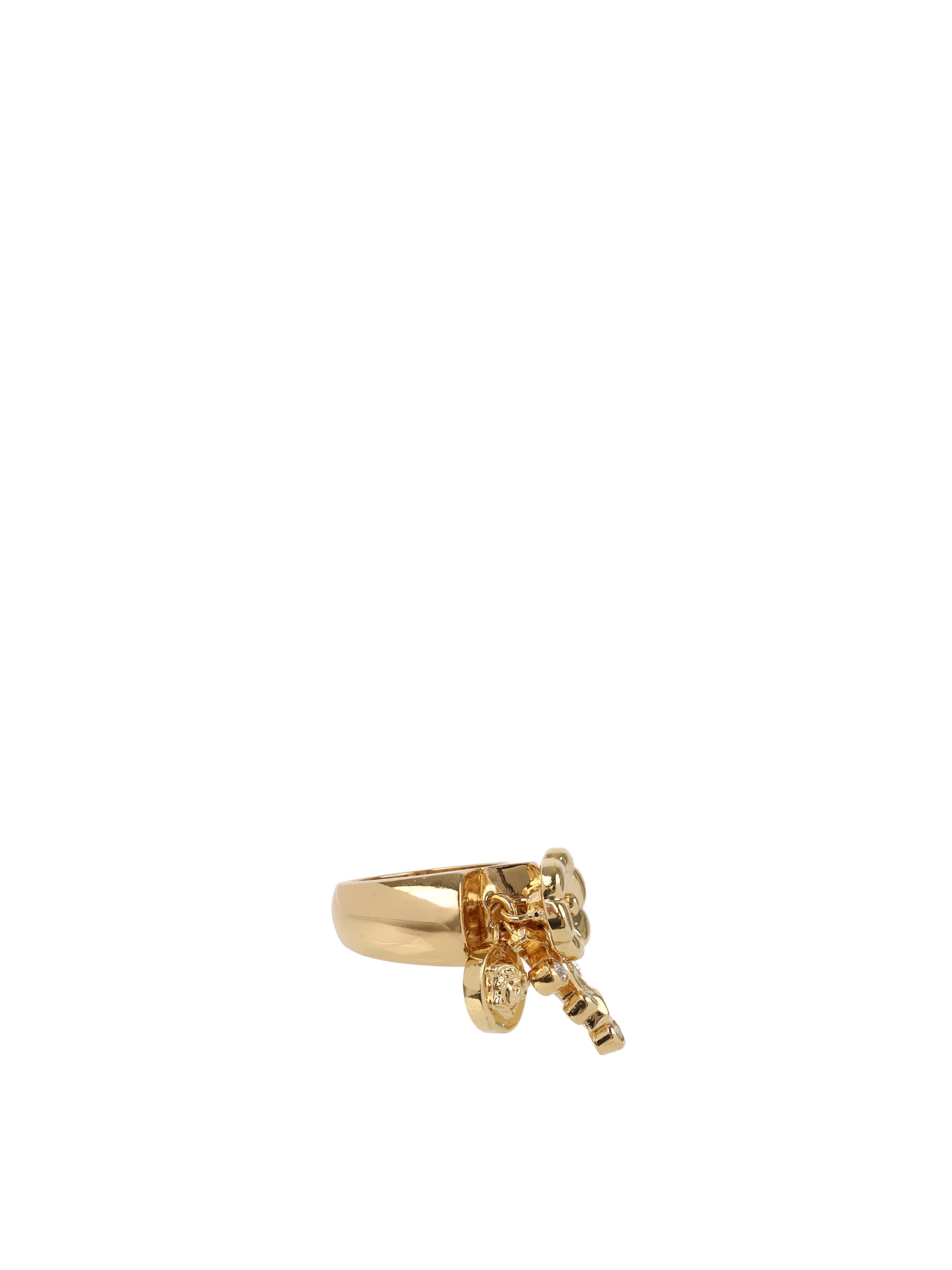 Versace Gold-tone Flower and Leaves Ring.