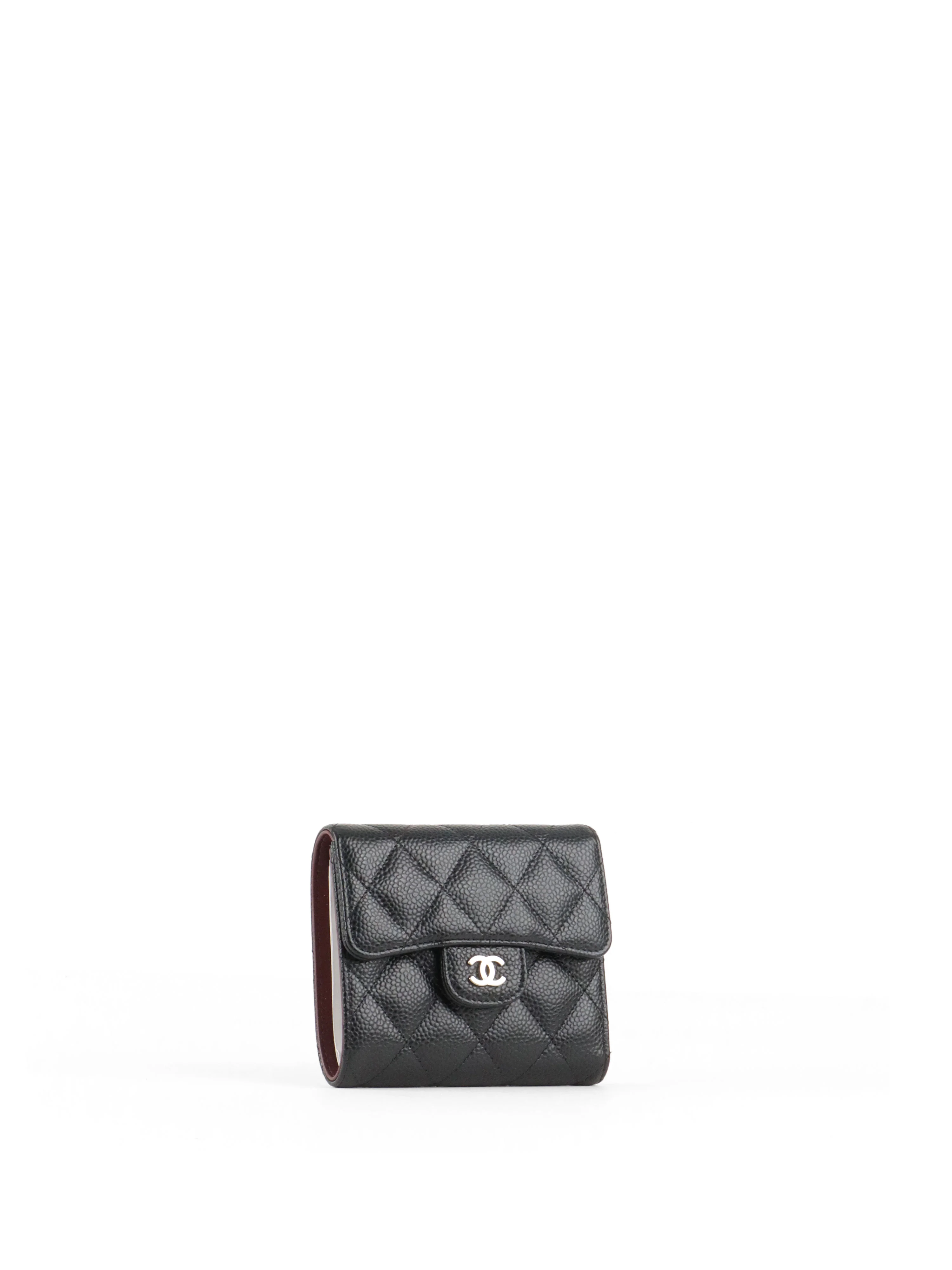 Chanel Small Black Caviar Flap Wallet SHW