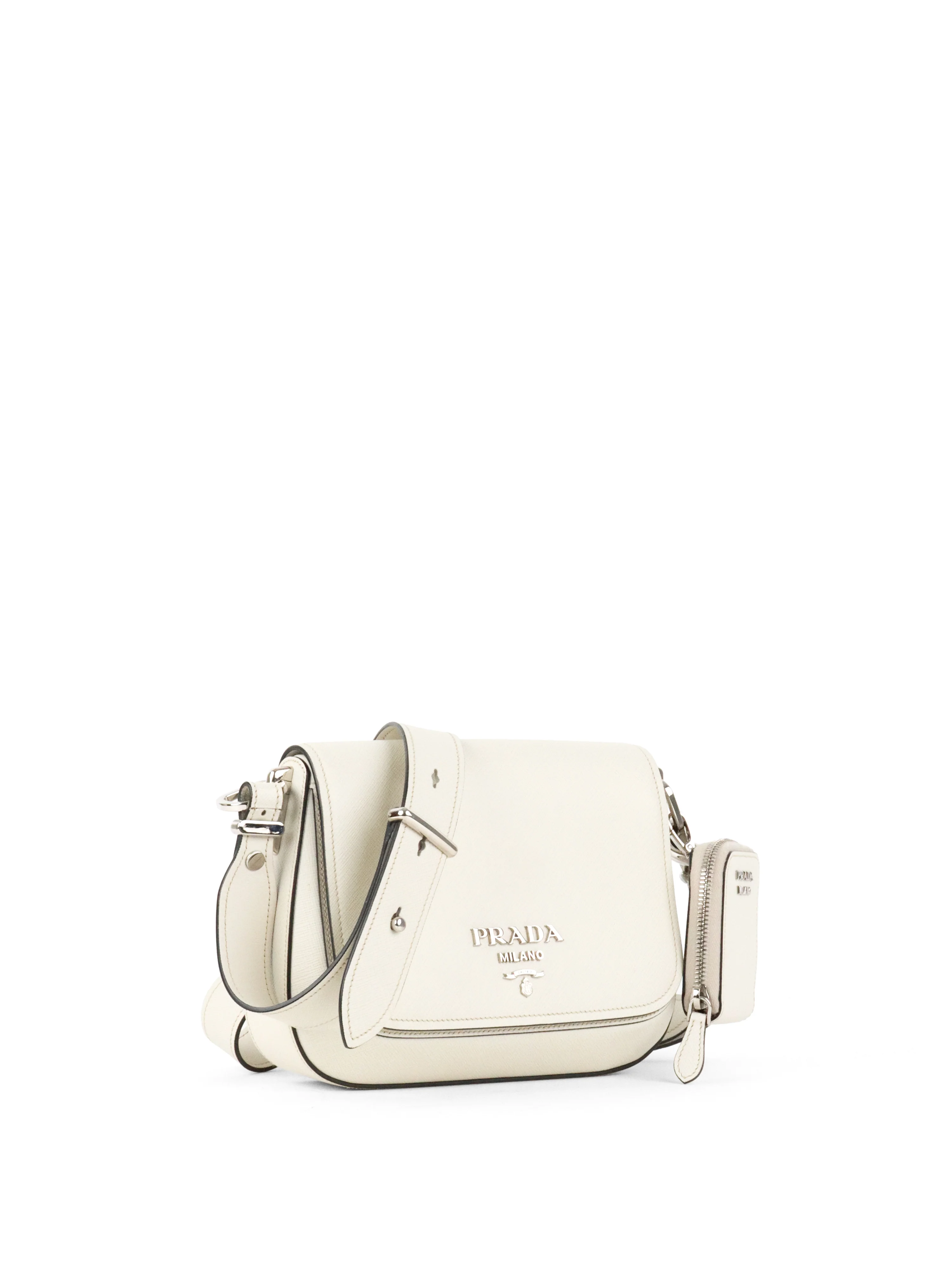 Prada White Saffiano Crossbody Bag