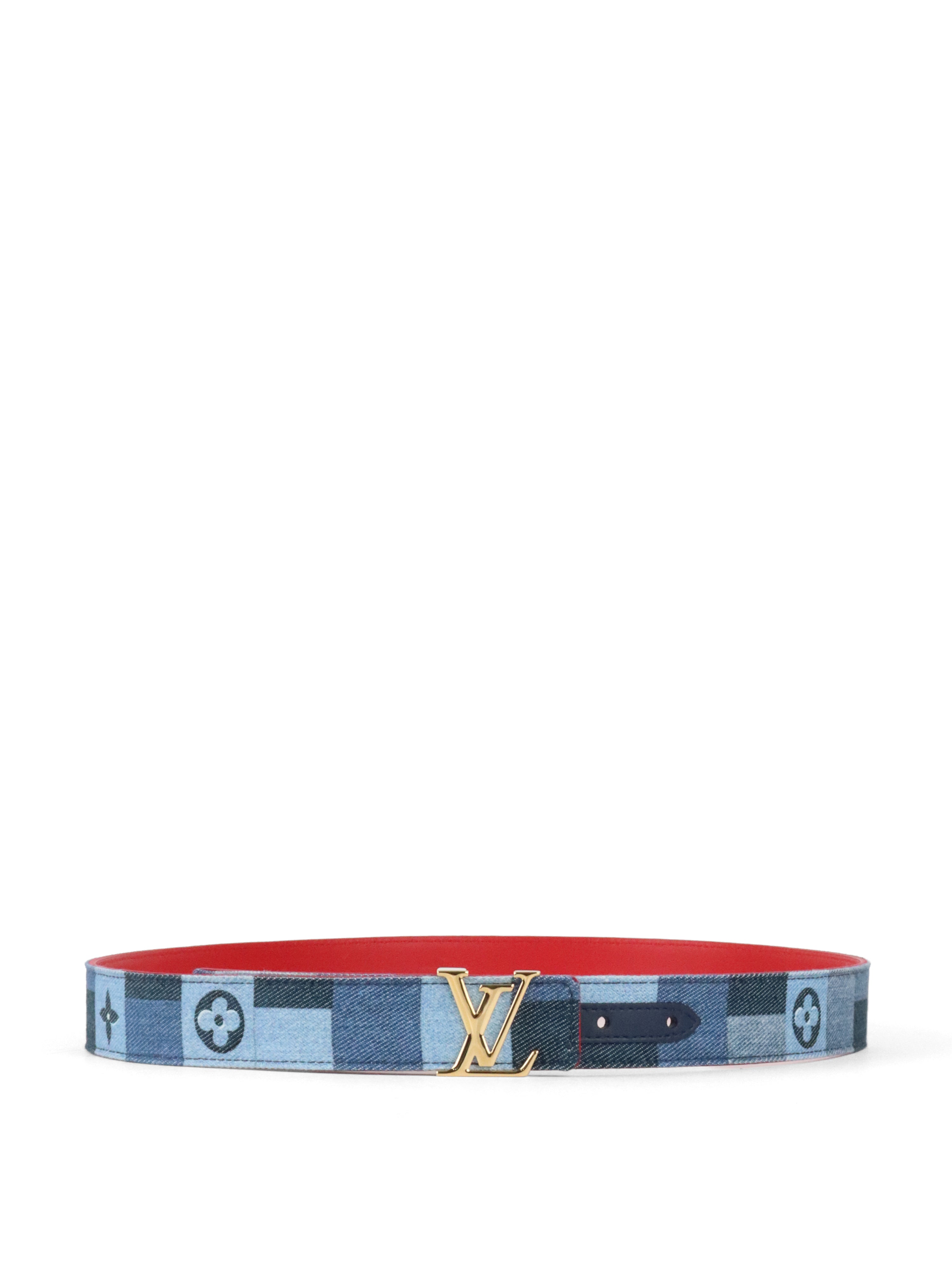 Louis Vuitton Denim LV Iconic Belt Damier  Monogram Patchwork Belt size 90