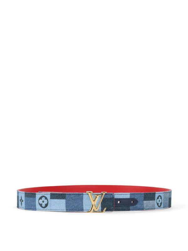 Louis Vuitton Denim LV Iconic Belt Damier  Monogram Patchwork Belt size 90