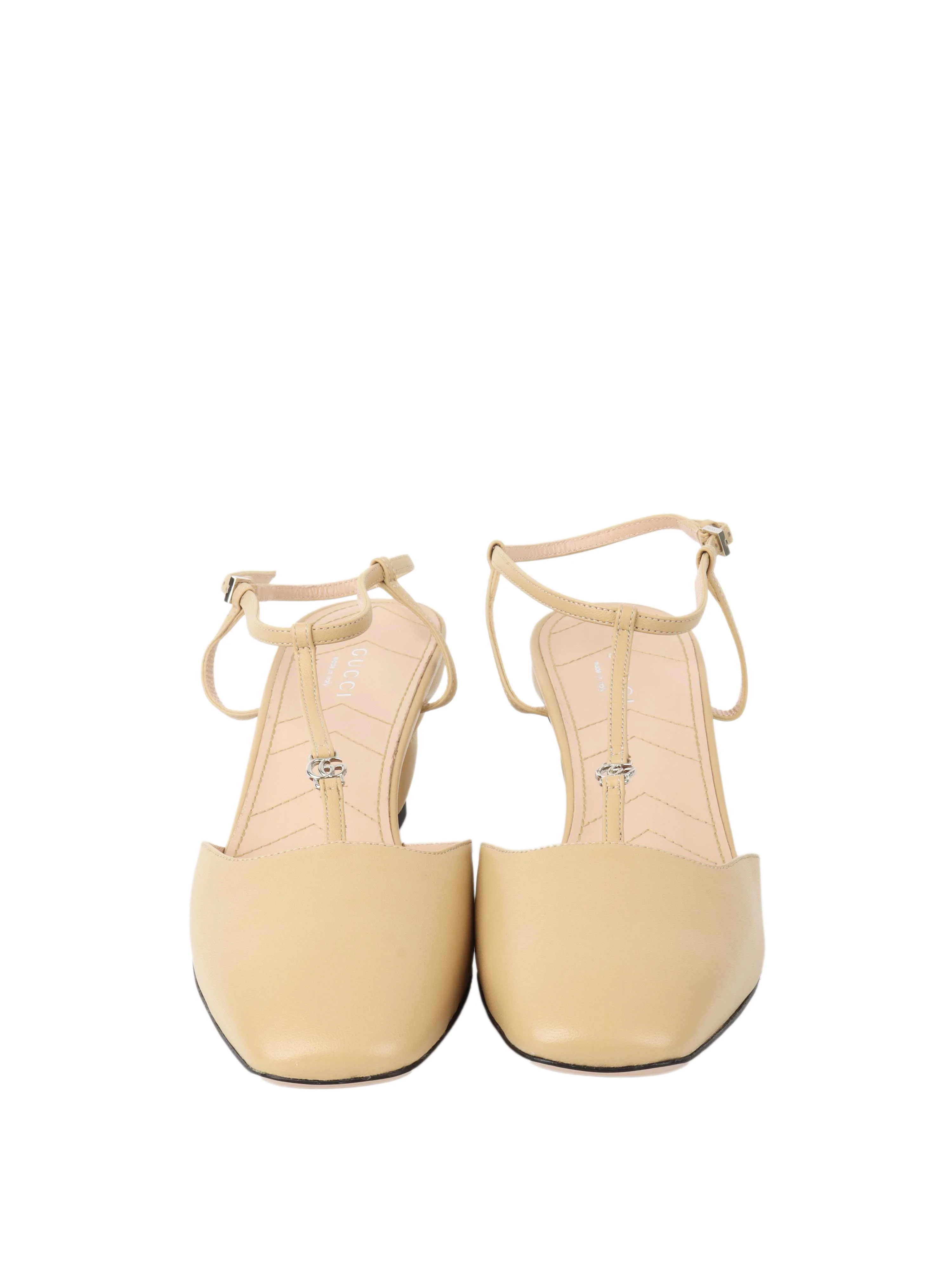 Gucci Beige Petite GG Slingback Pump.