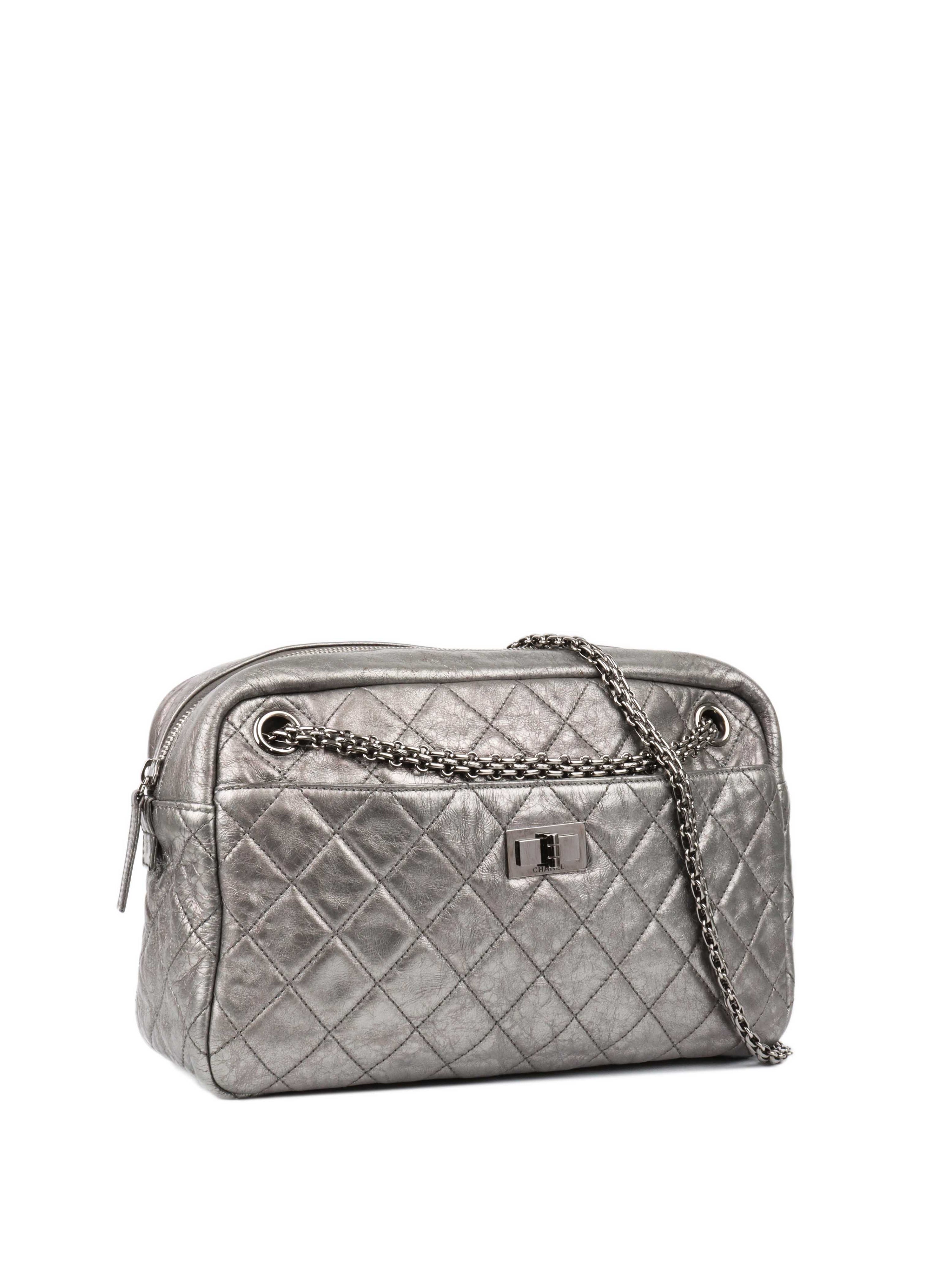 Chanel Metallic Silver 2.55 Reissue Camera Bag.