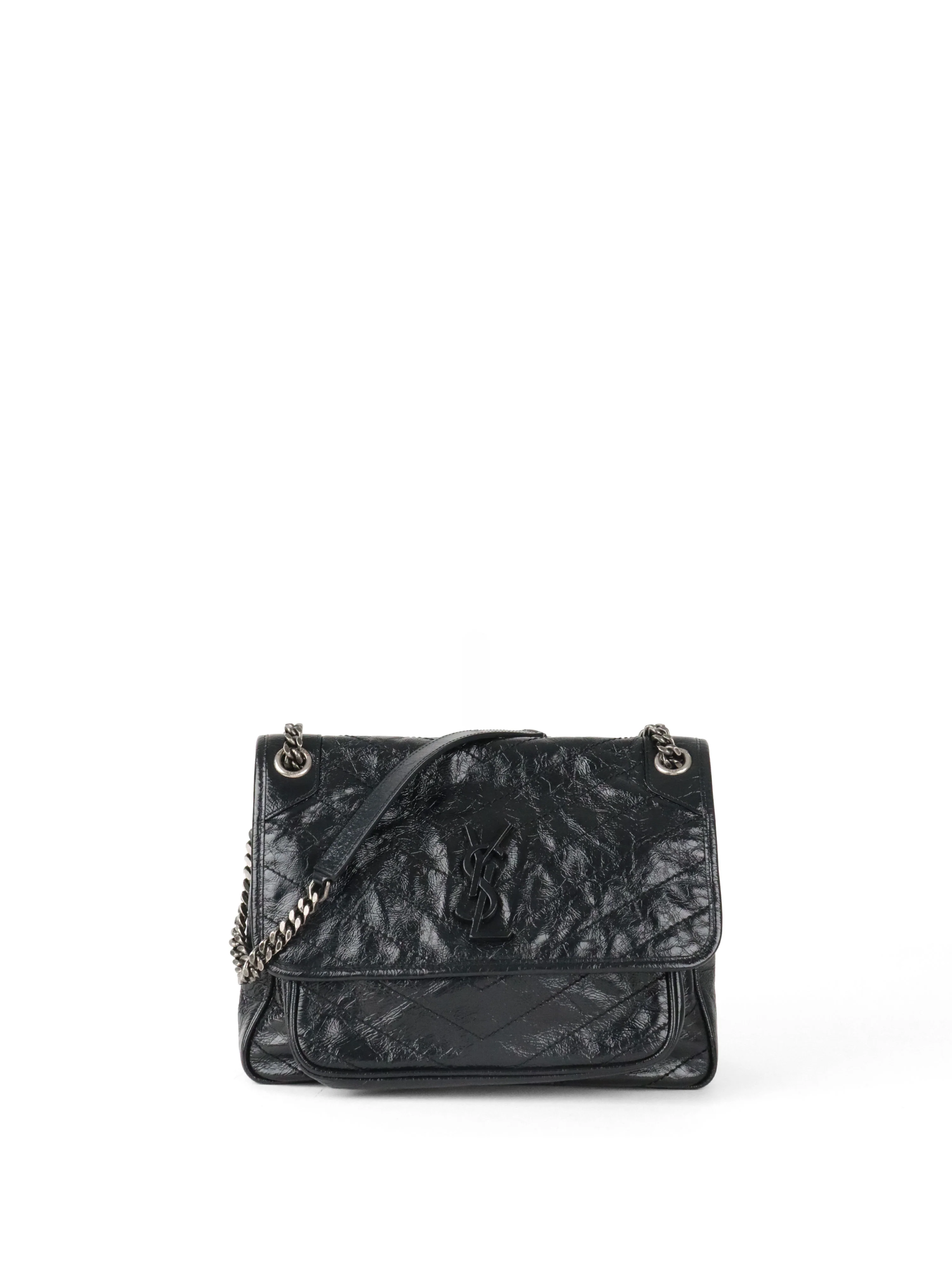 Saint Laurent Black Vintage Leather Medium Niki Bag