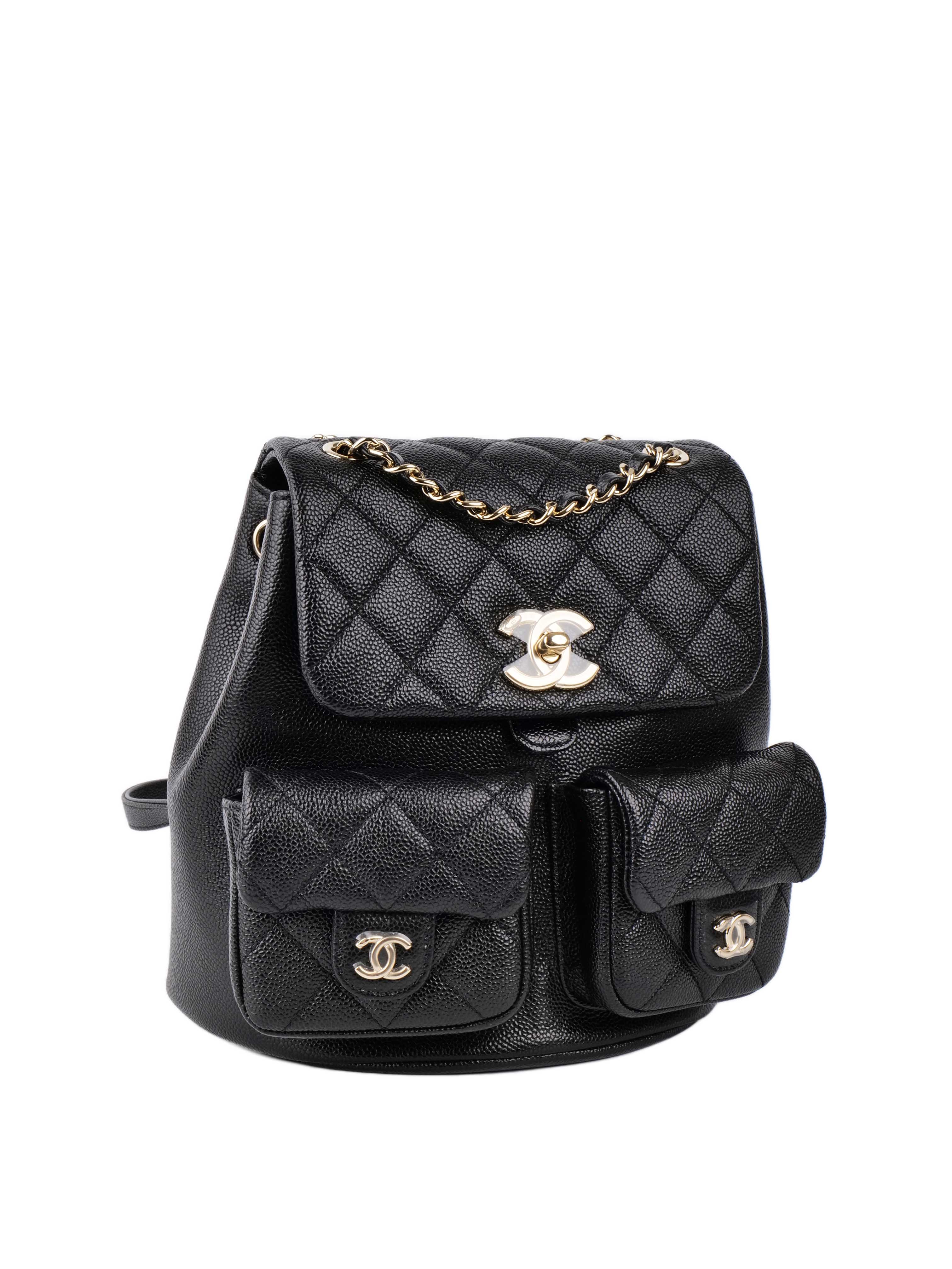 Chanel Black Caviar Duma Backpack.