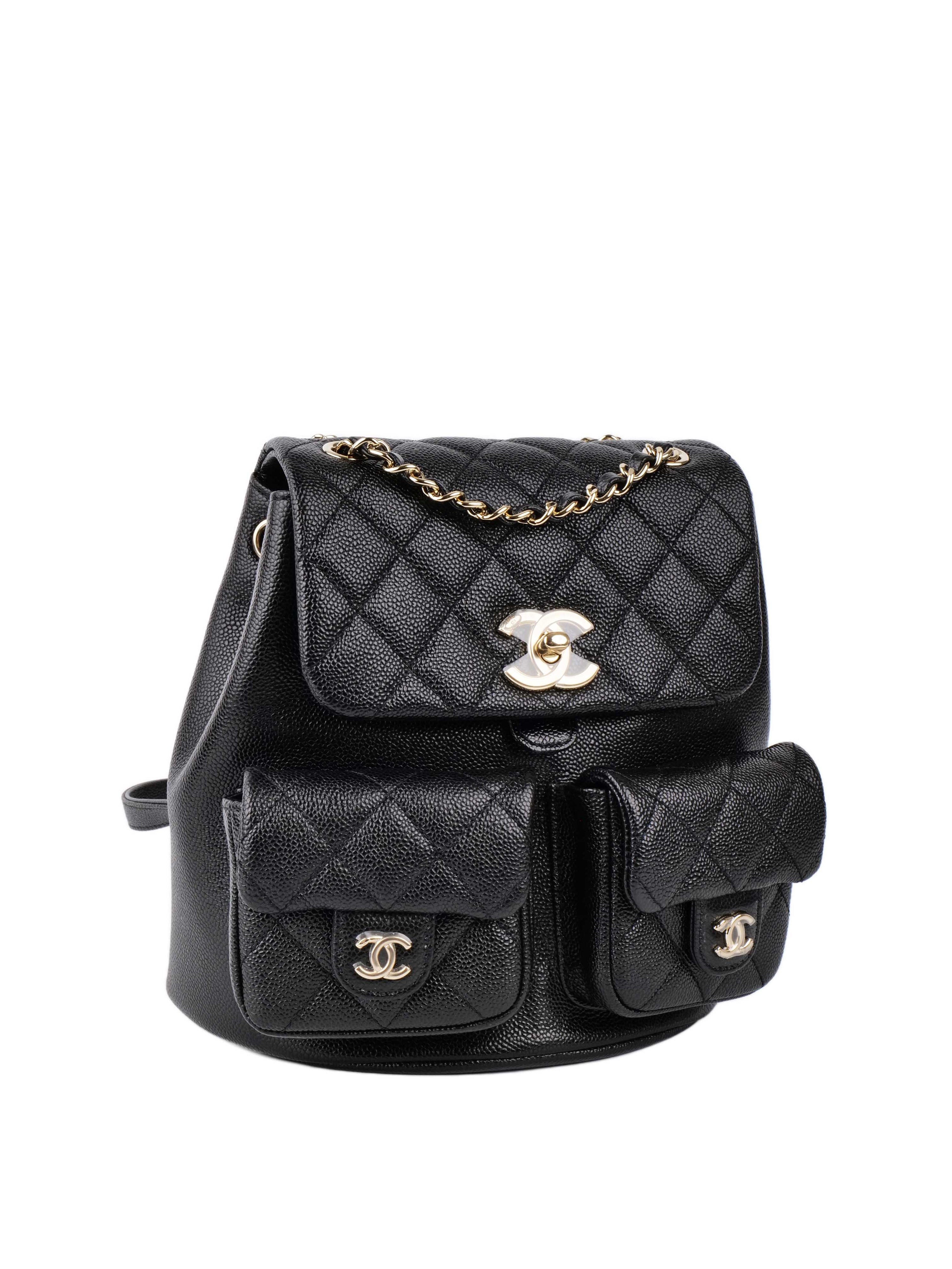 Chanel Black Caviar Backpack.