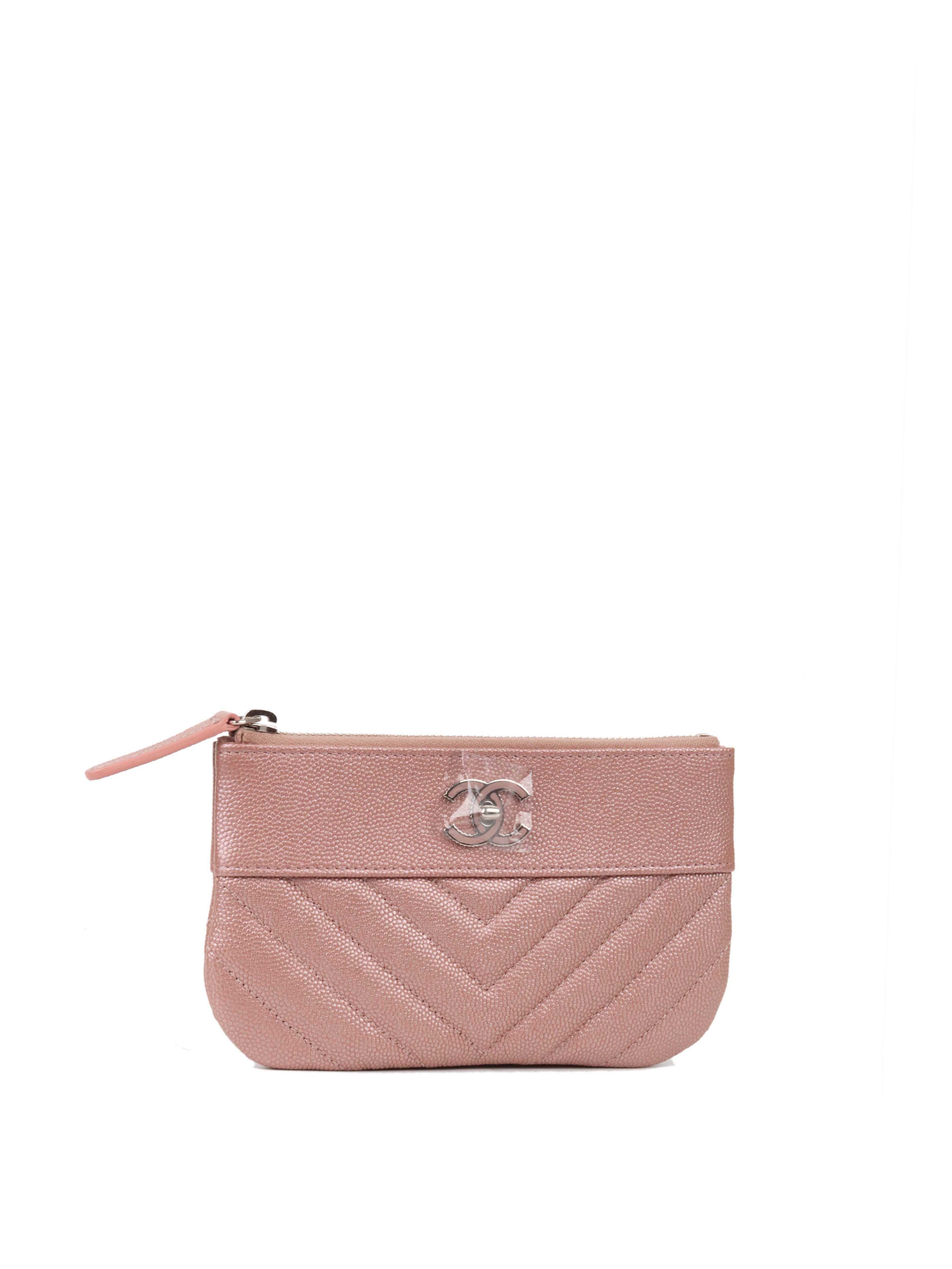 Chanel Pink Zip Mini Pouch with SHW.