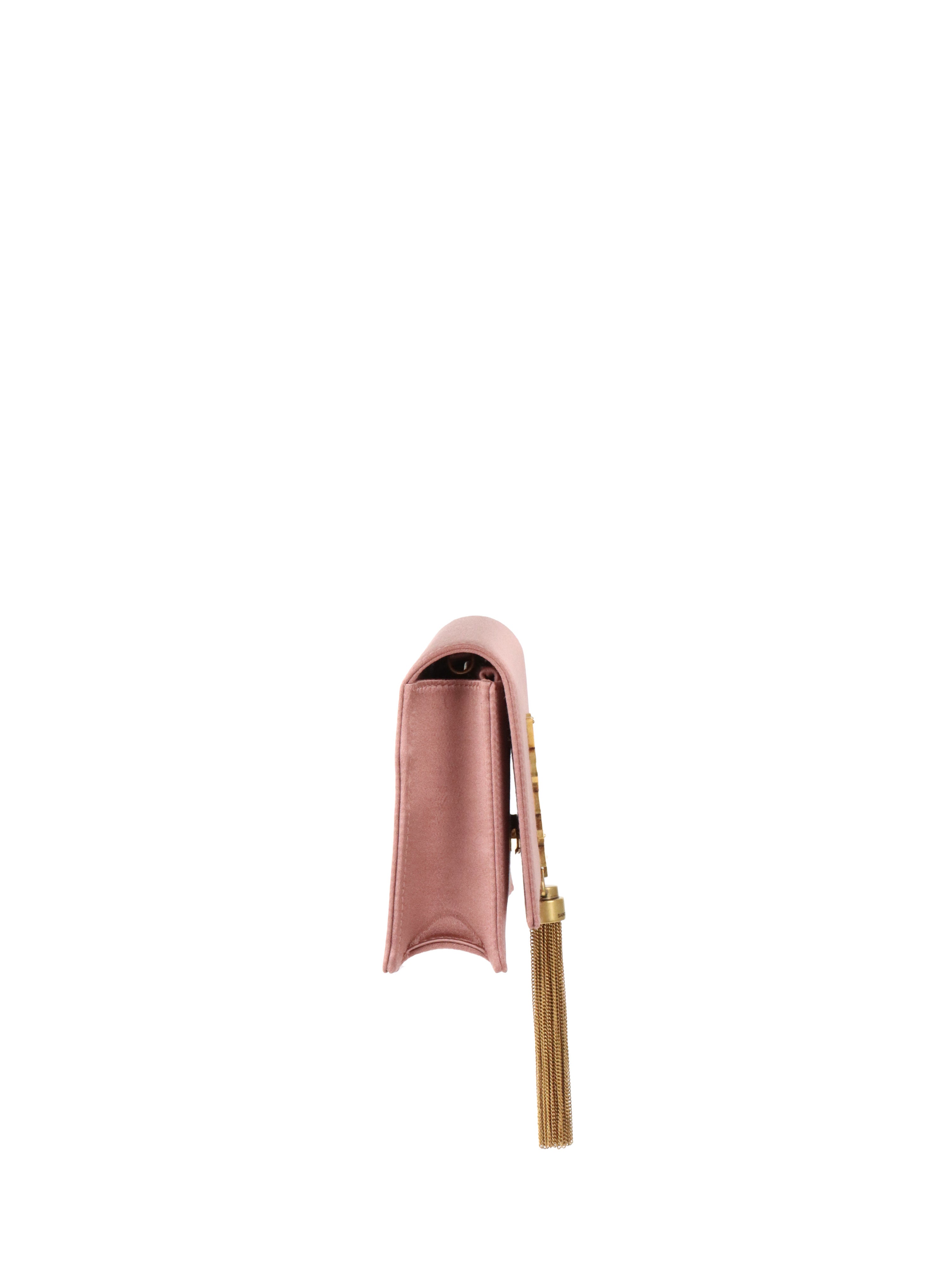 Saint Laurent Pink Satin Small Kate Tassel Bag GHW