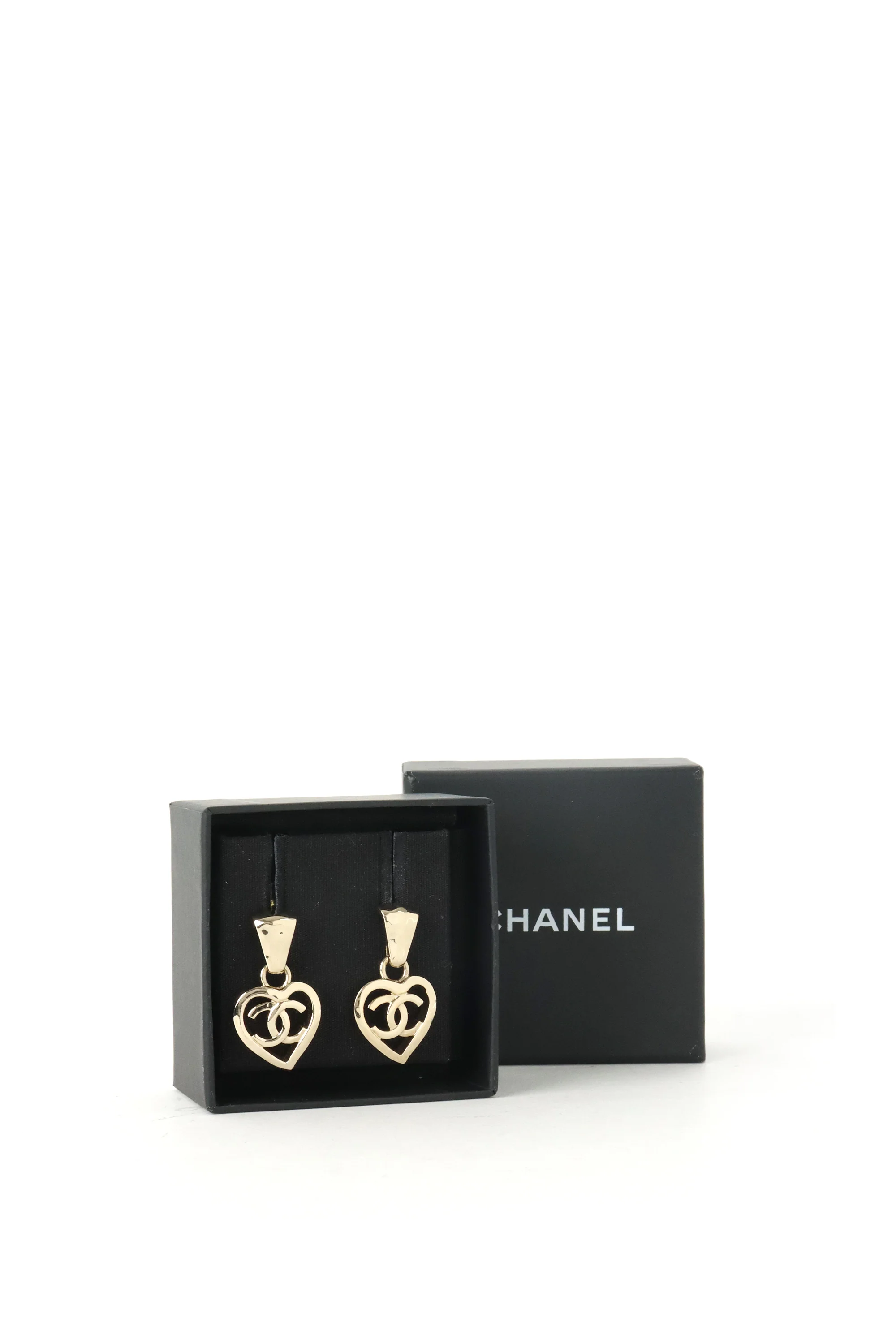 Chanel Light Gold Heart Coco in Love Drop Earring