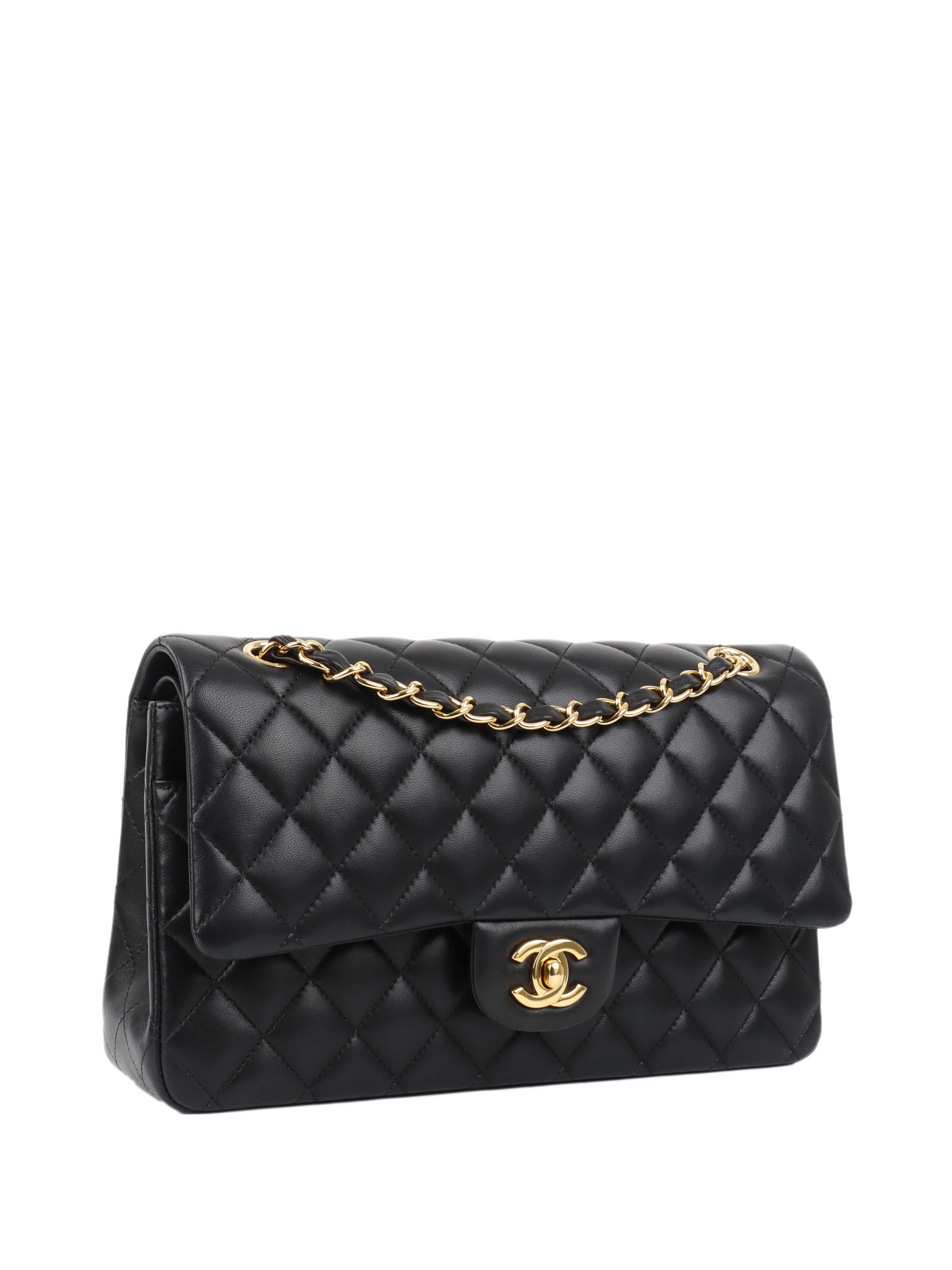 Chanel Black Lambskin Medium Classic Flap Bag GHW.