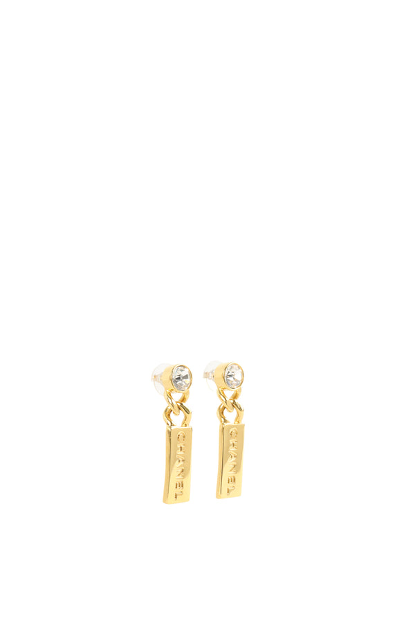 Chanel Strass Logo Tag Drop Earring
