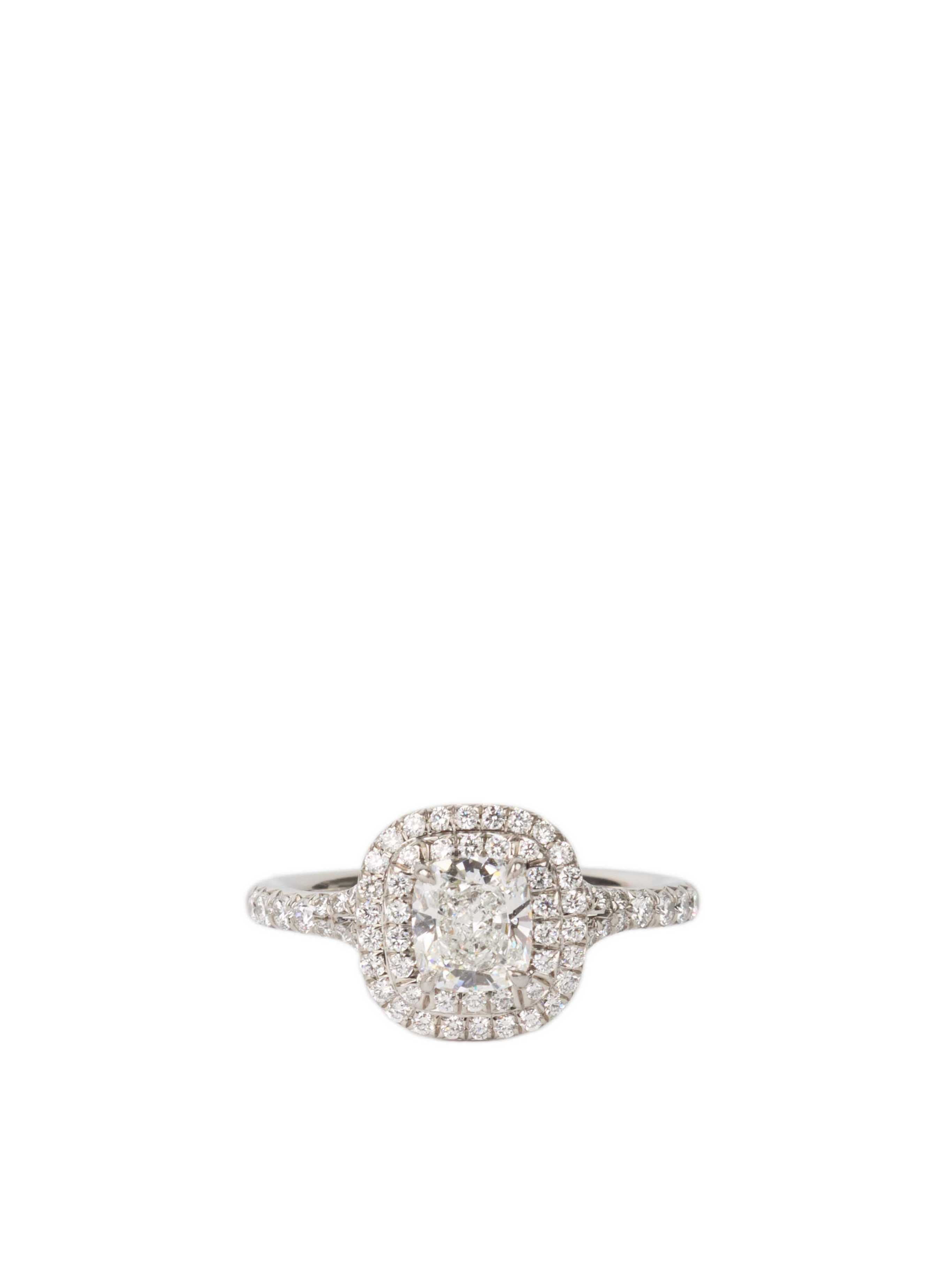 Tiffany 
Co 0.7ct Cushion Shape Diamond Ring.