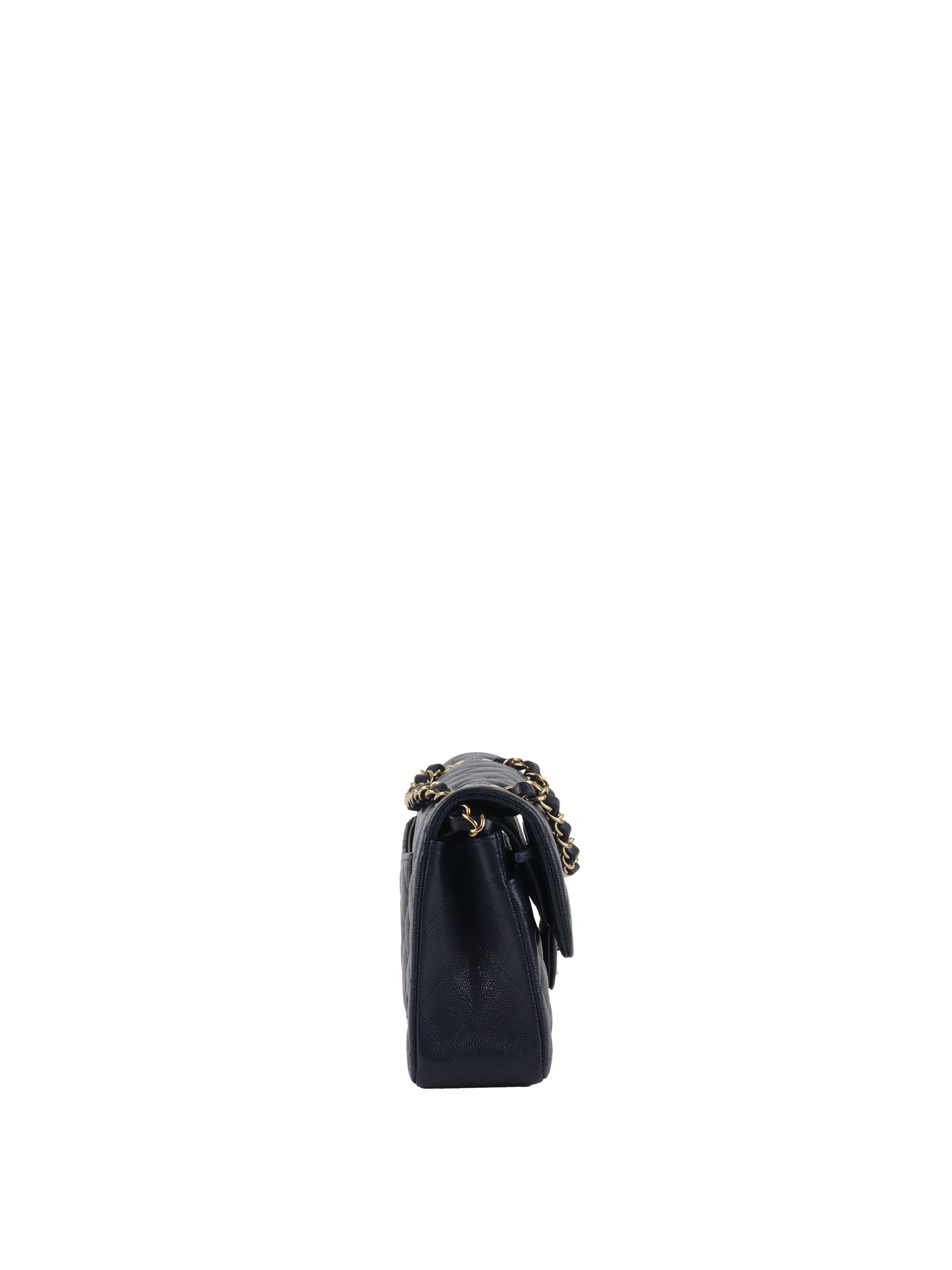 Chanel Small Navy Caviar Classic Flap LGHW.