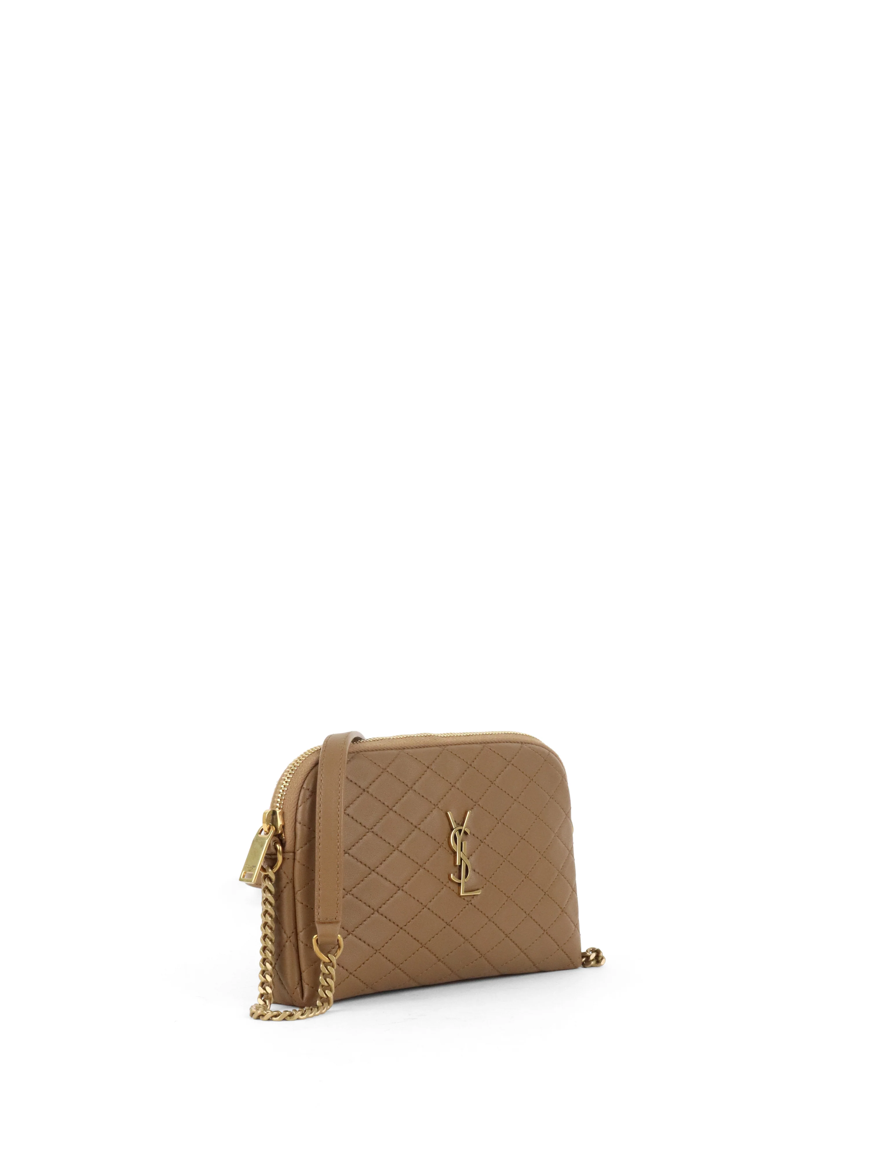 Saint Laurent Brown Gaby Quilted Chain Pouch