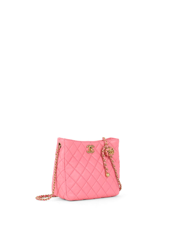 Chanel Pink Lambskin Hobo Chain Bag