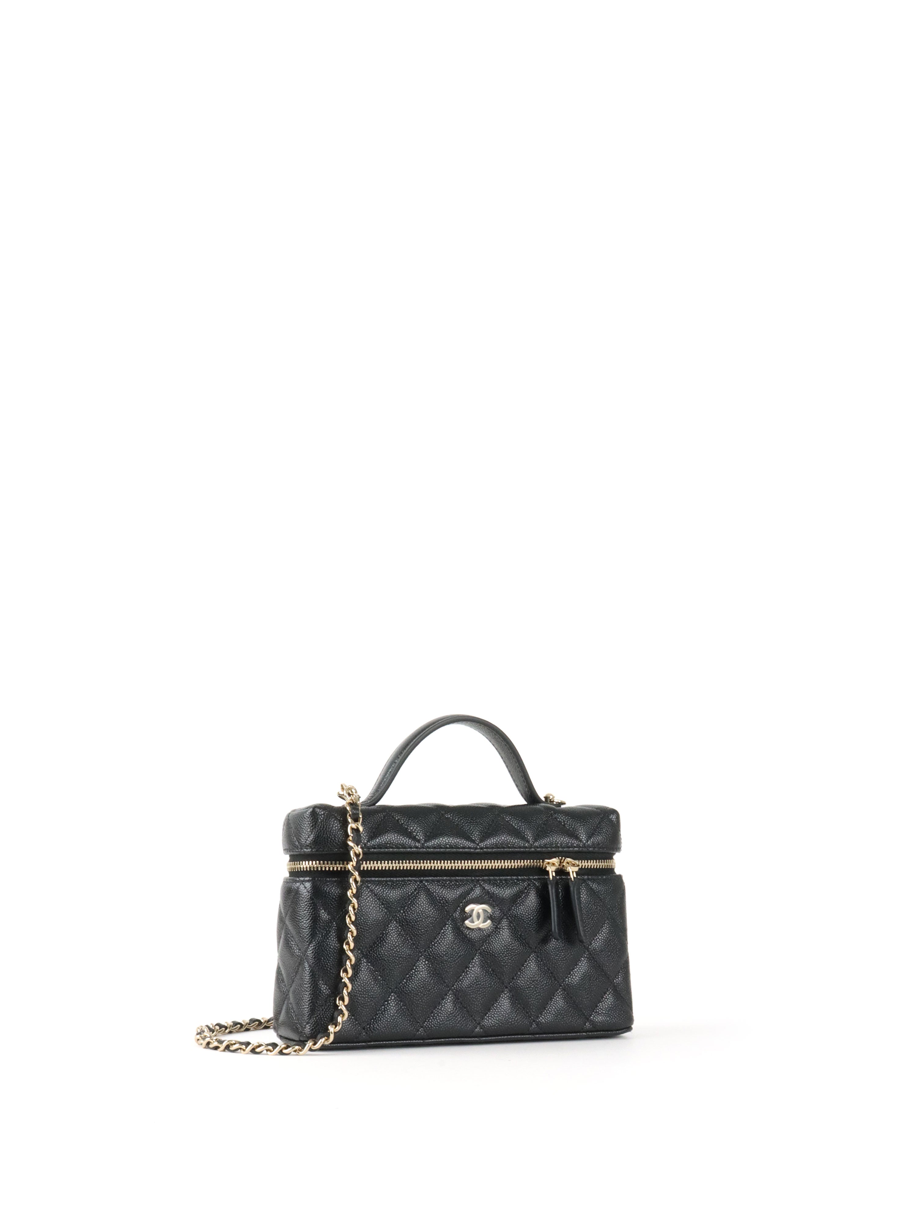 Chanel Black Caviar Classic Vanity With Chain