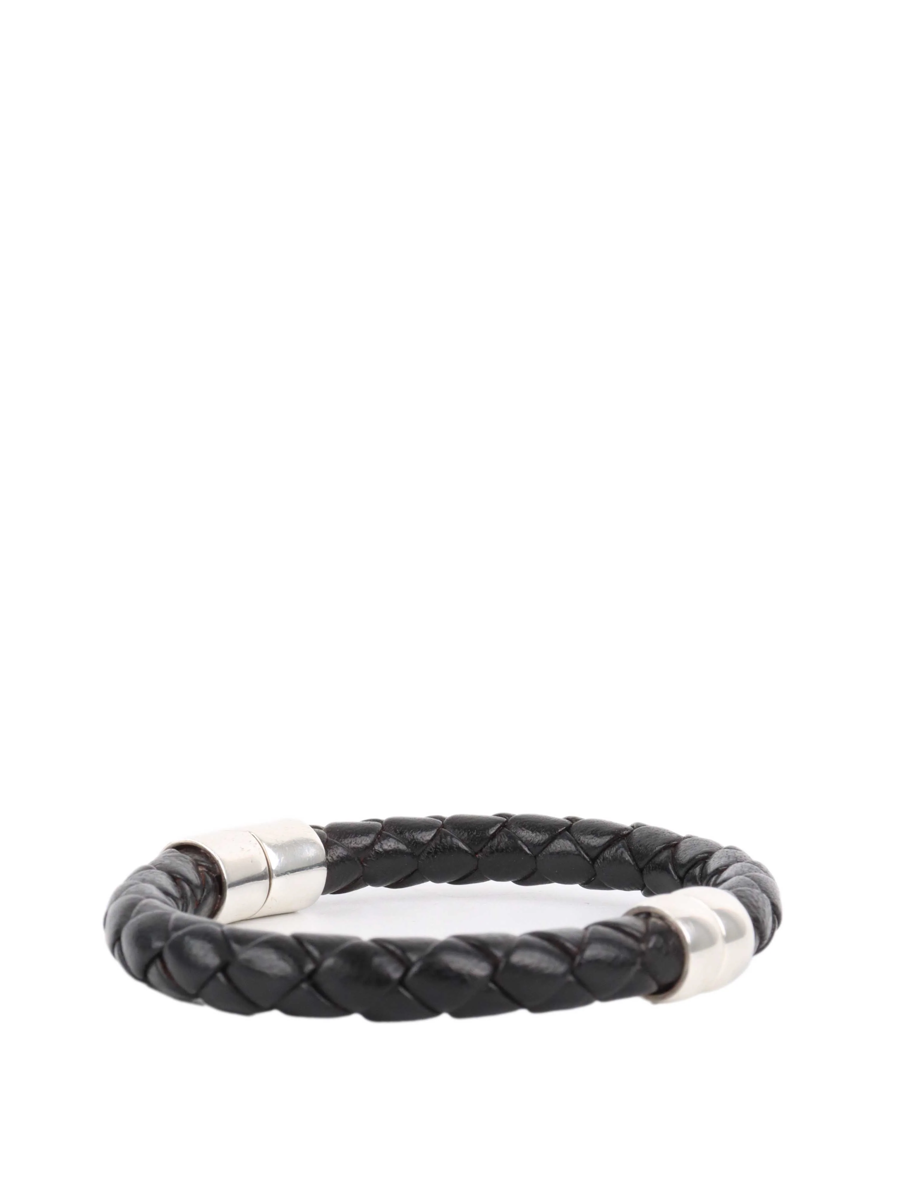 Bottega Veneta Black Knot Leather Bracelet.