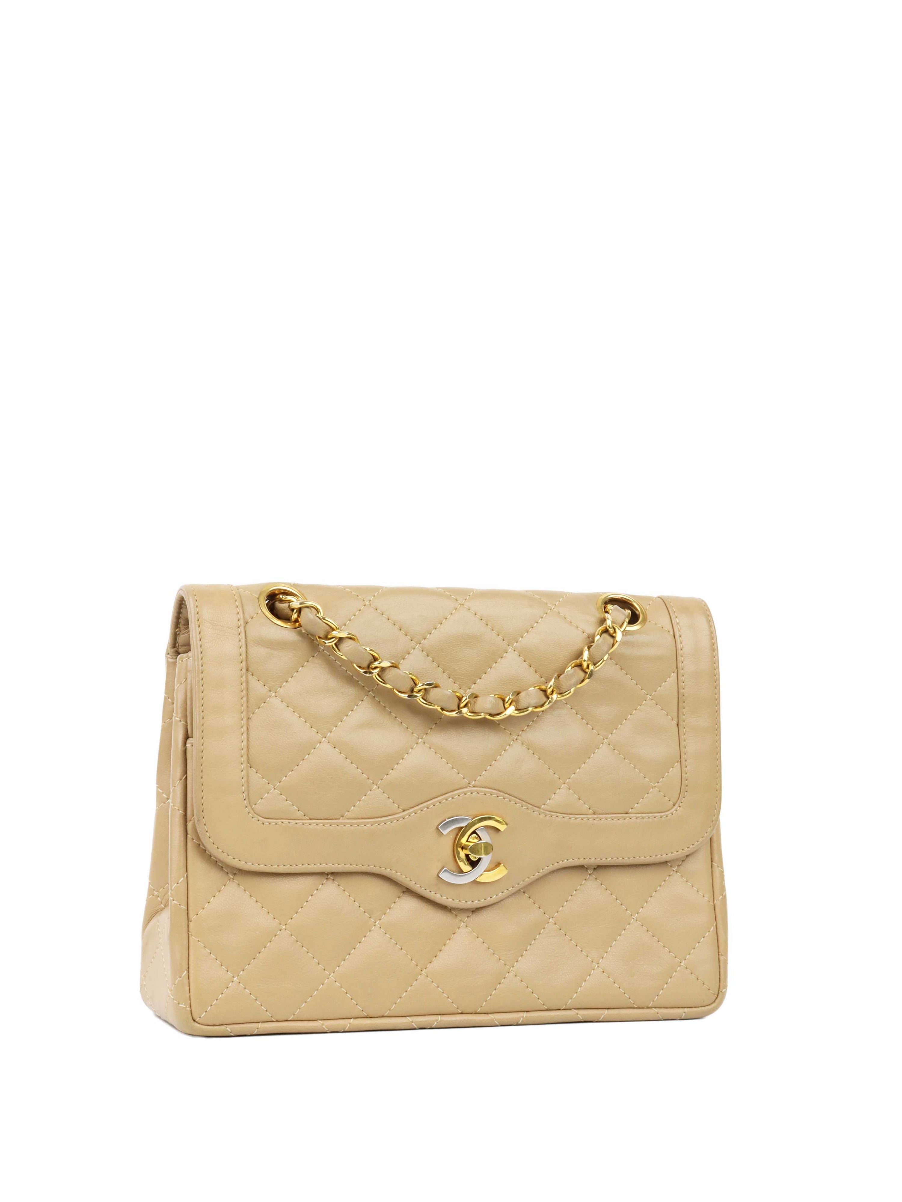 Chanel Vintage Two Toned Beige Flap Bag.