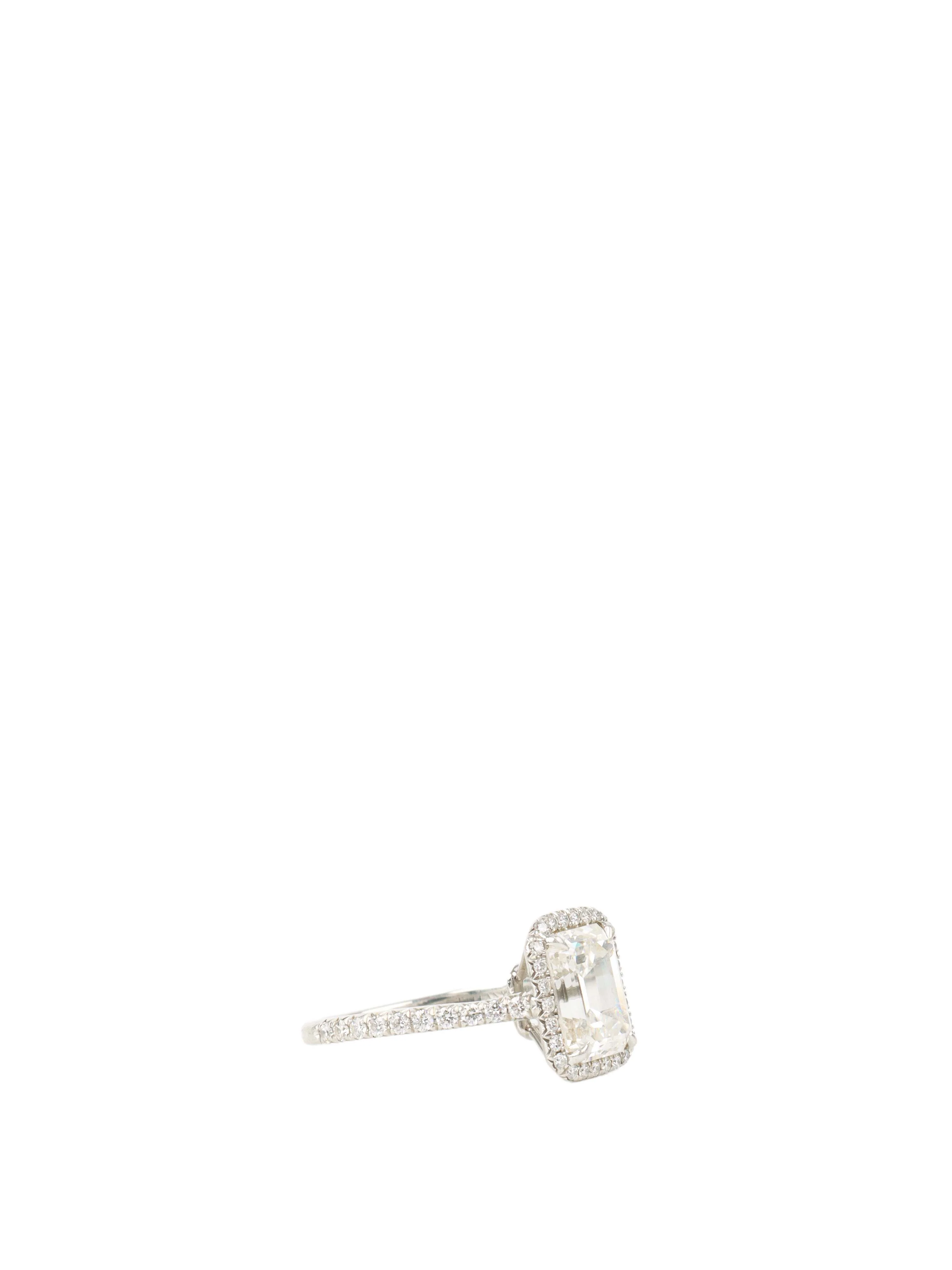 Tiffany  Co Rectangular Emerald Cut 2.08cts Diamond Ring.