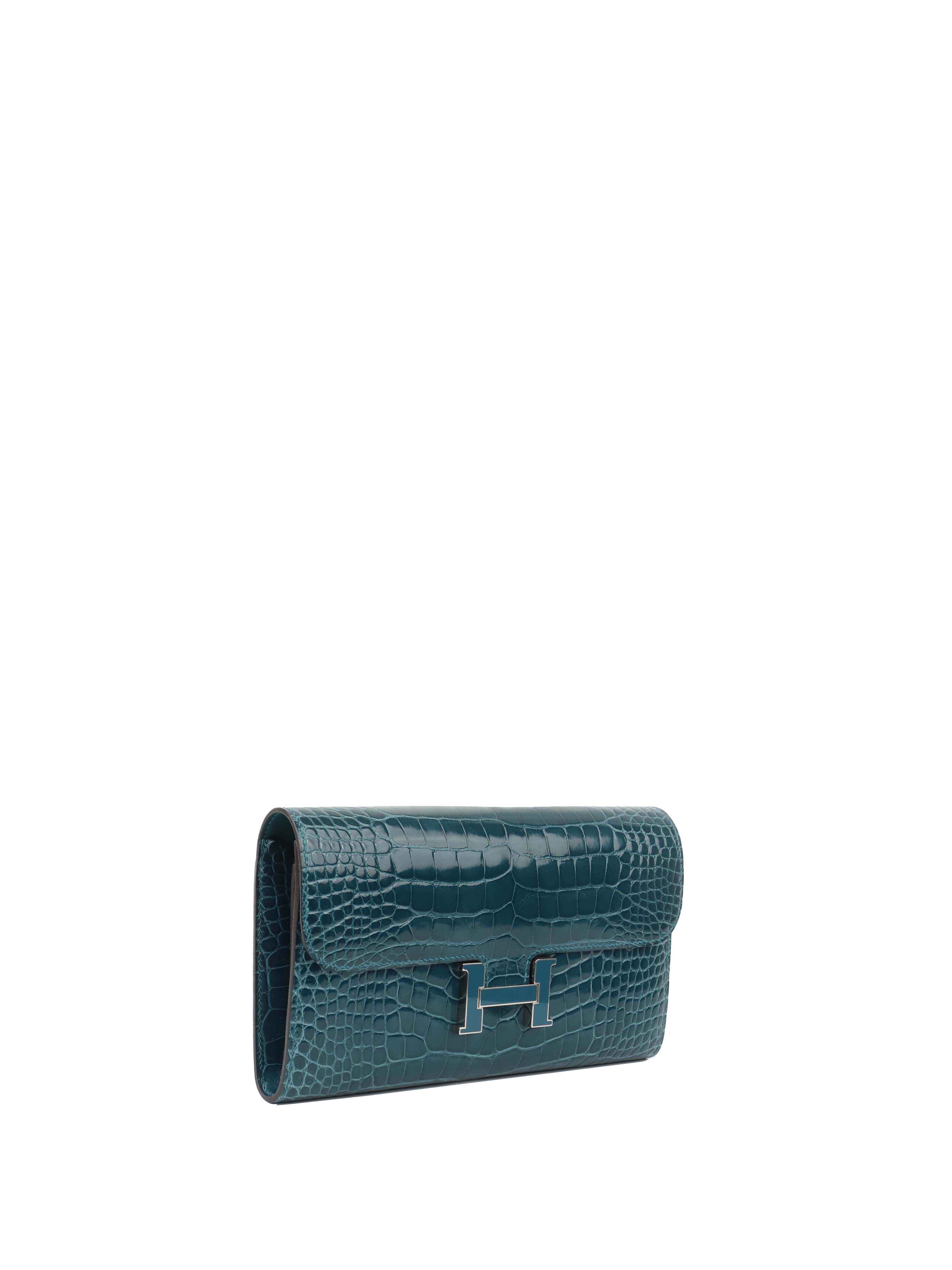 Hermes Alligator Constance Wallet Vert Bosphore.