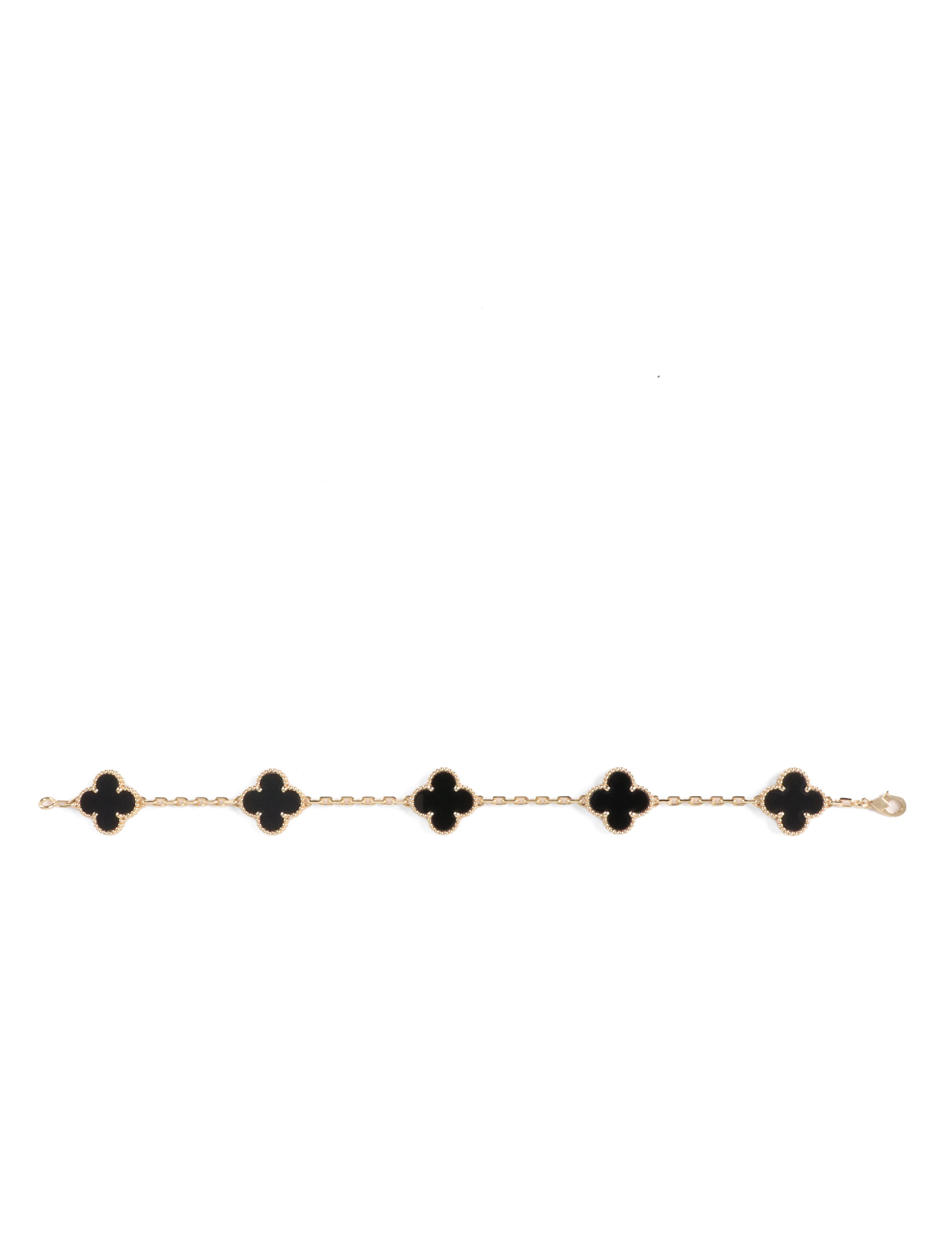 Van Cleef  Arpels Black Onyx Vintage Alhambra Bracelet 5 motifs