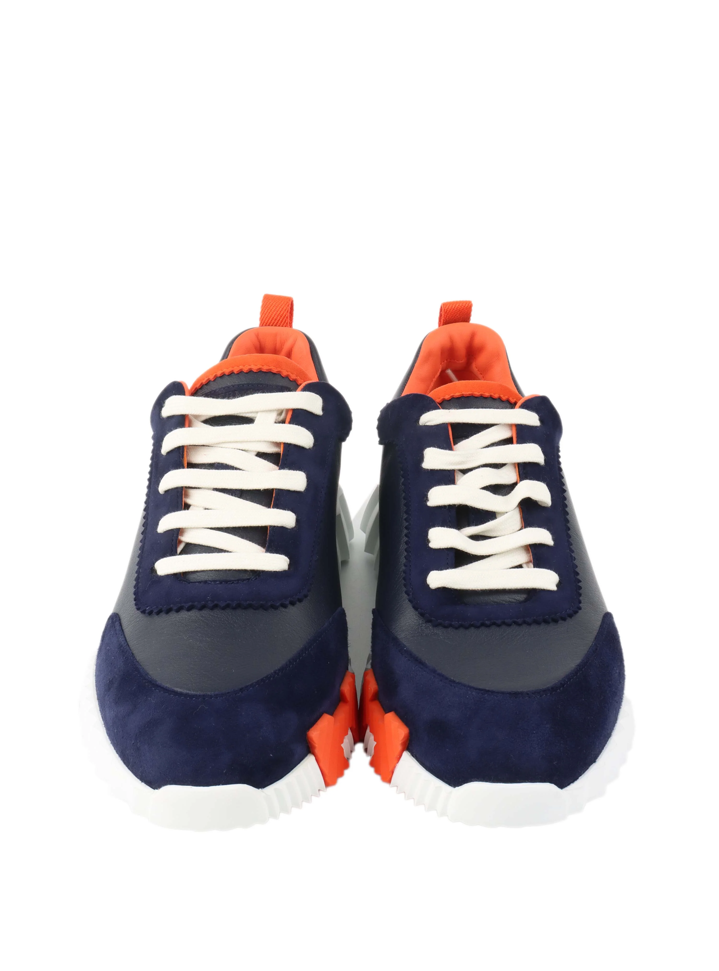 Hermes Navy/Orange Bouncing Sneakers size 42.