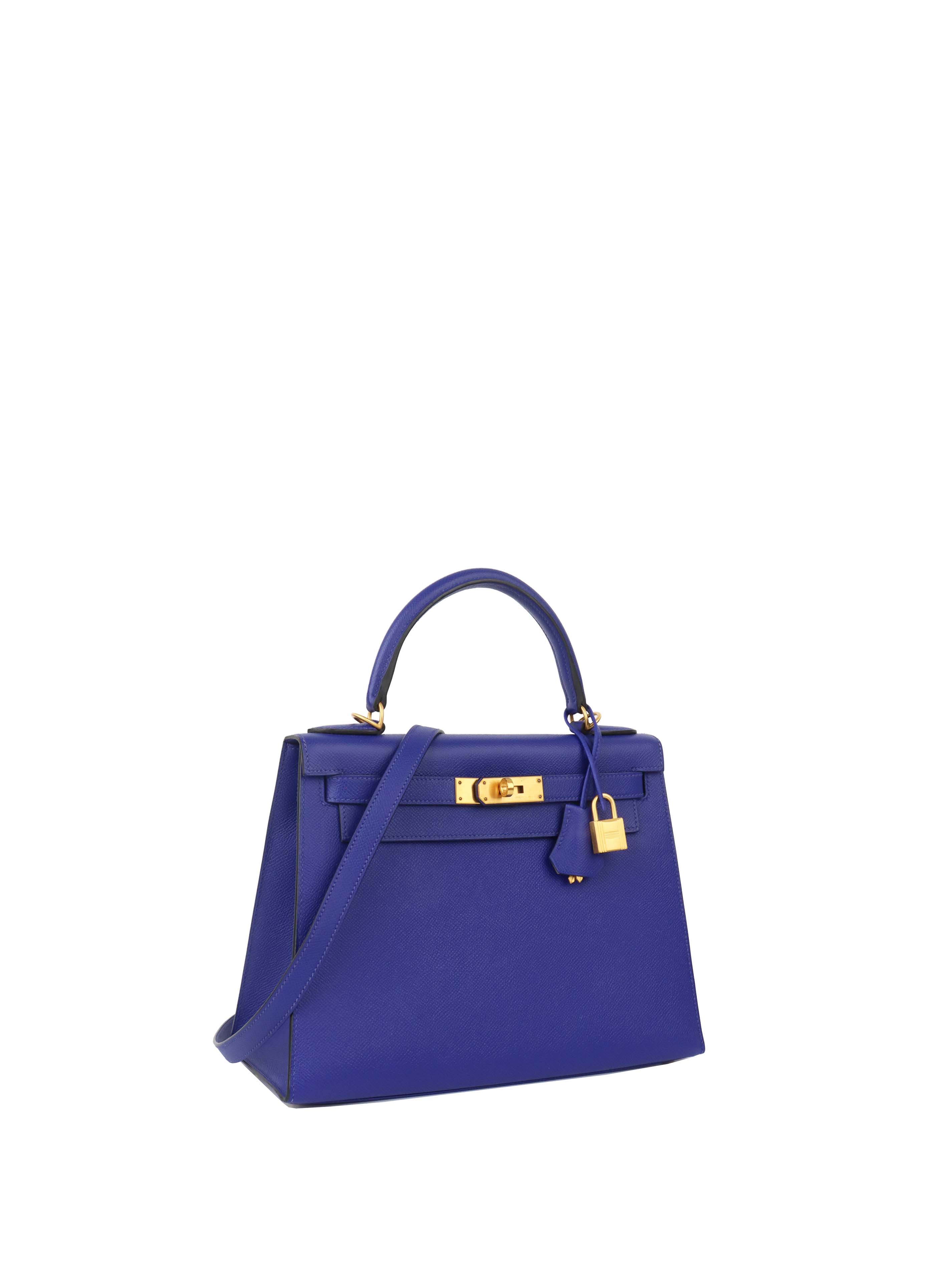 Hermes Kelly 28 Epsom in Blue Electric Stamp A GHW.