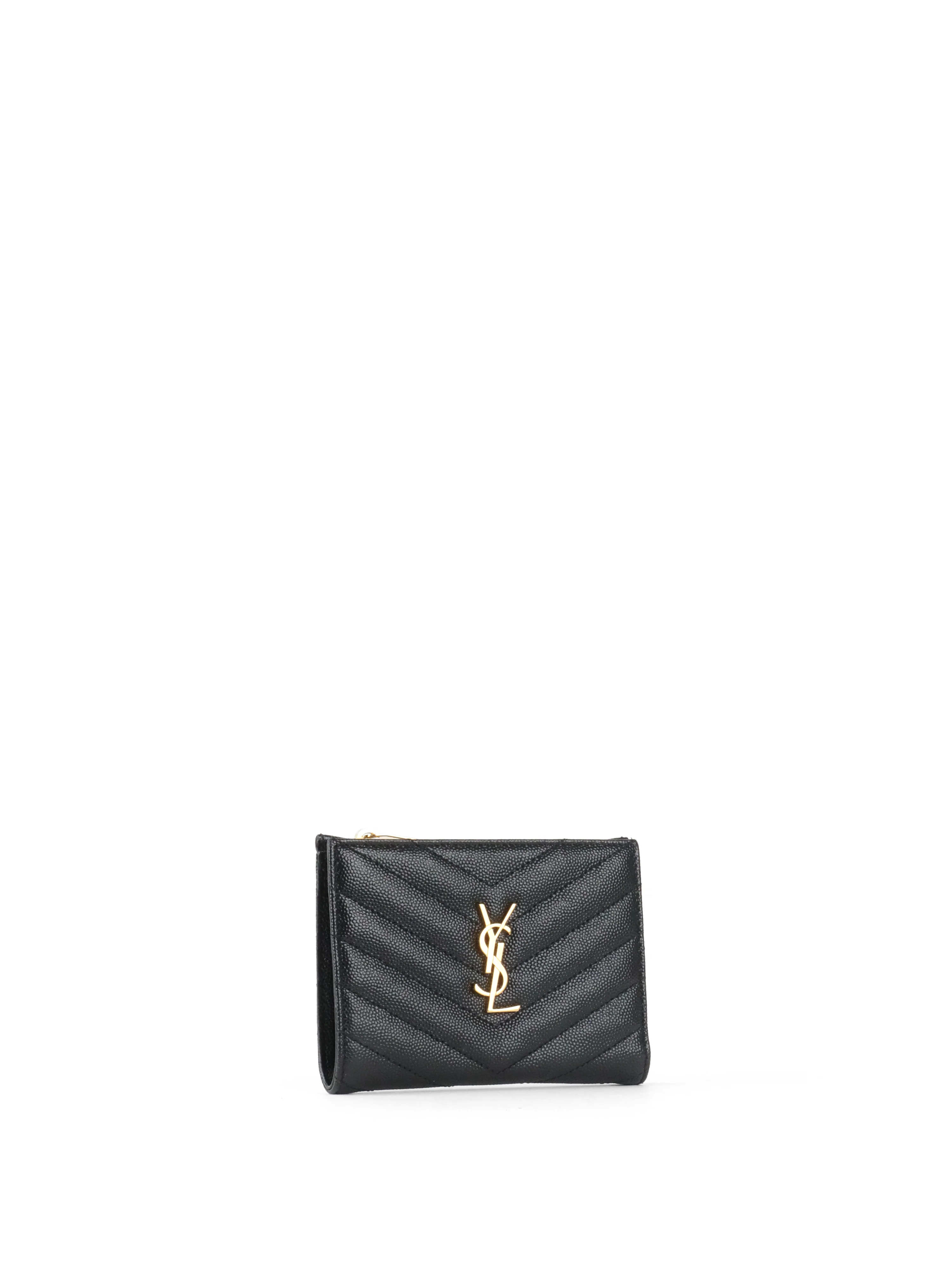 Saint Laurent Black Zipped Leather Wallet