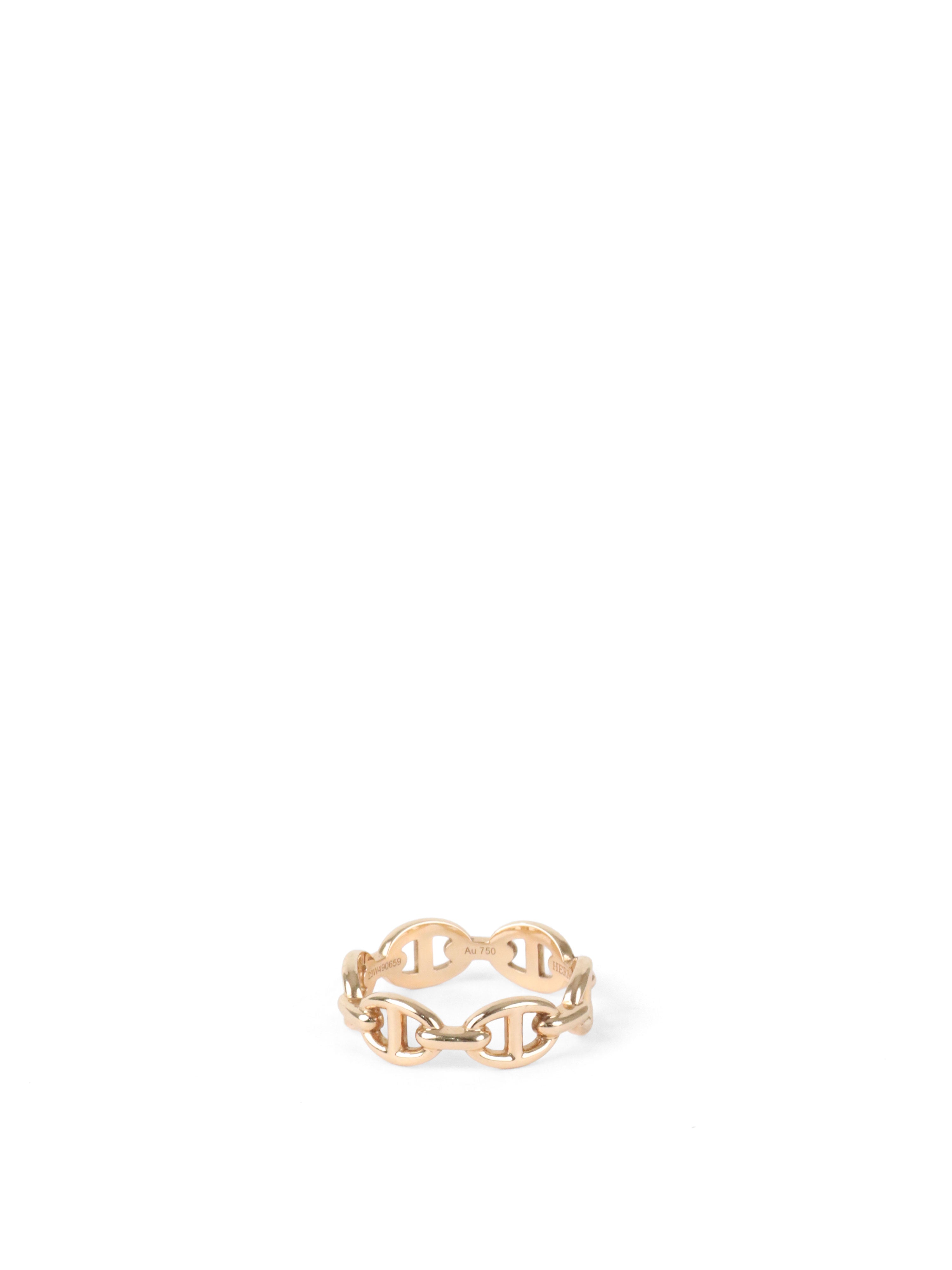 Hermes Rose Gold Chaine DAncre Enchainee Ring, Small Model