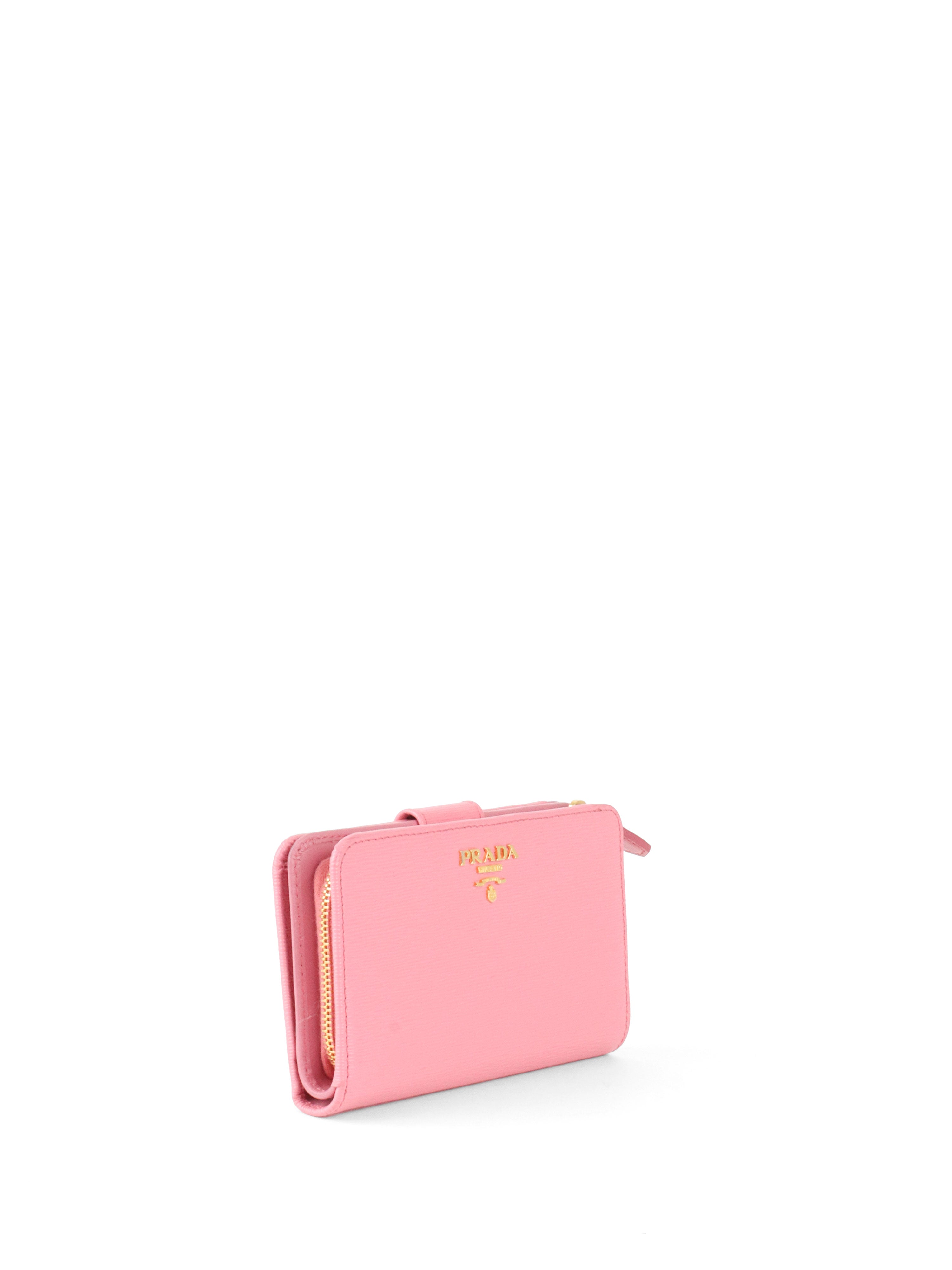 Prada Pink Zip Around Compact Wallet