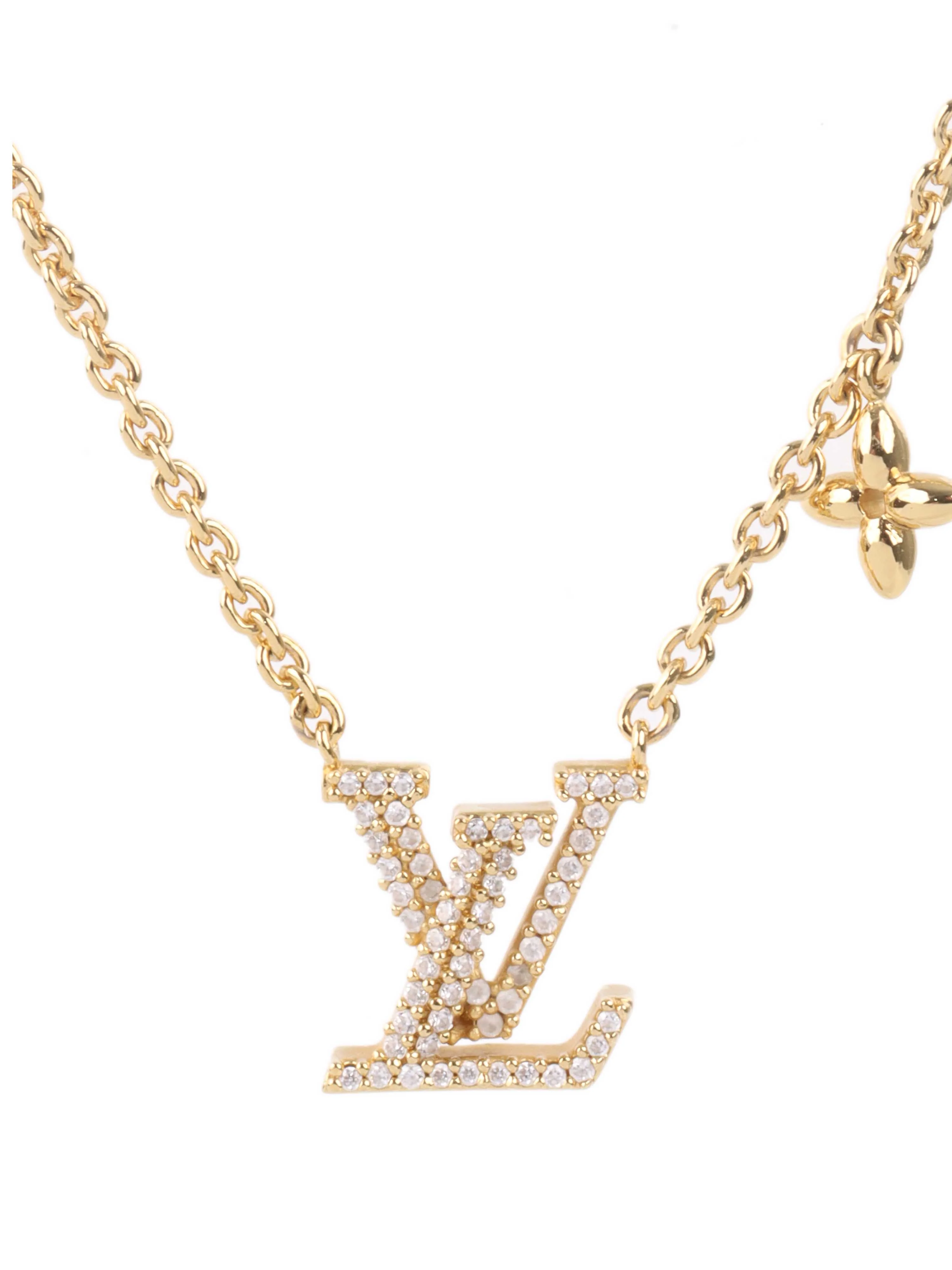 Louis Vuitton LV logo necklace.