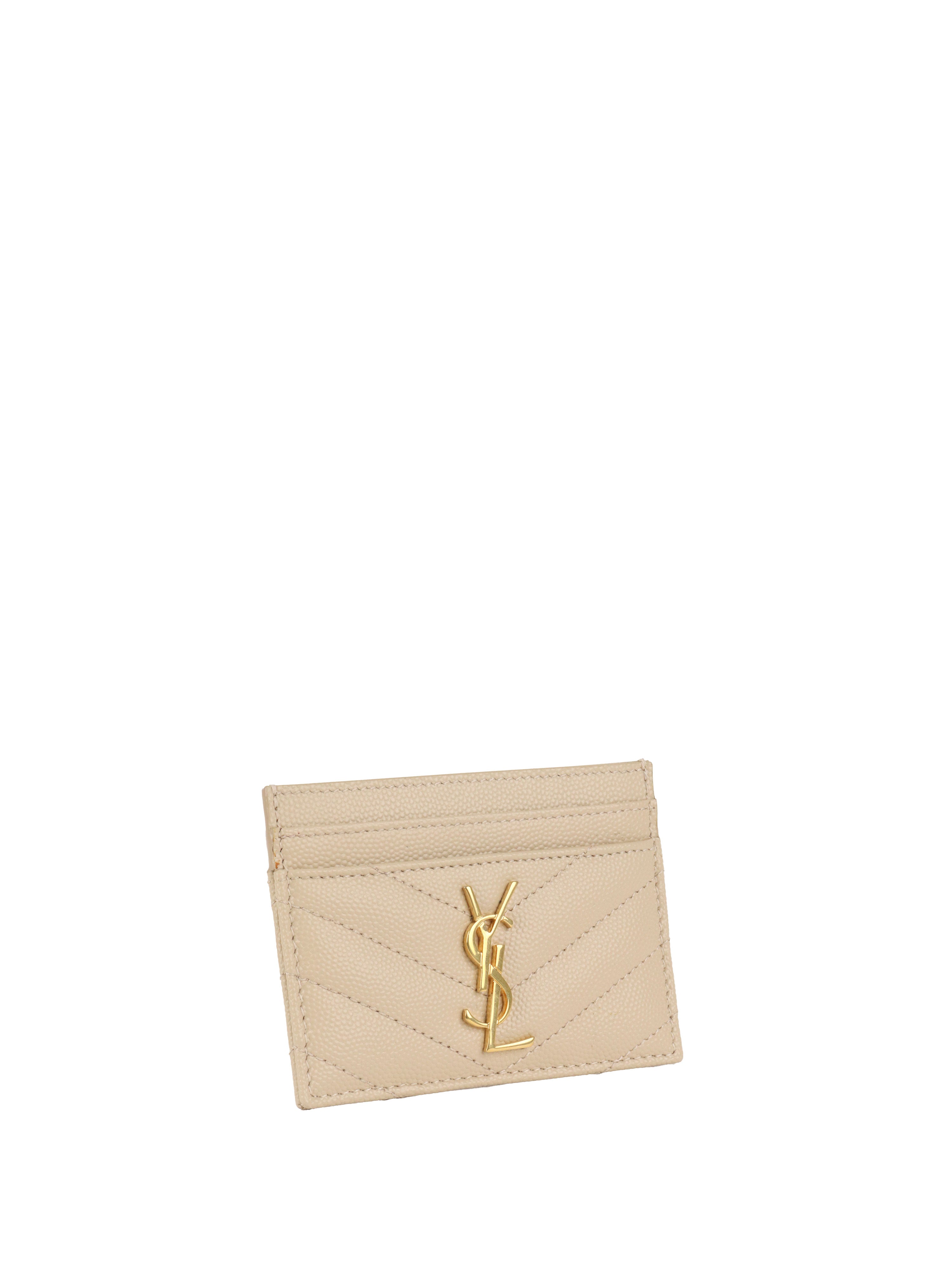 Saint Laurent Light Beige Cassandre Matelasse Card Holder