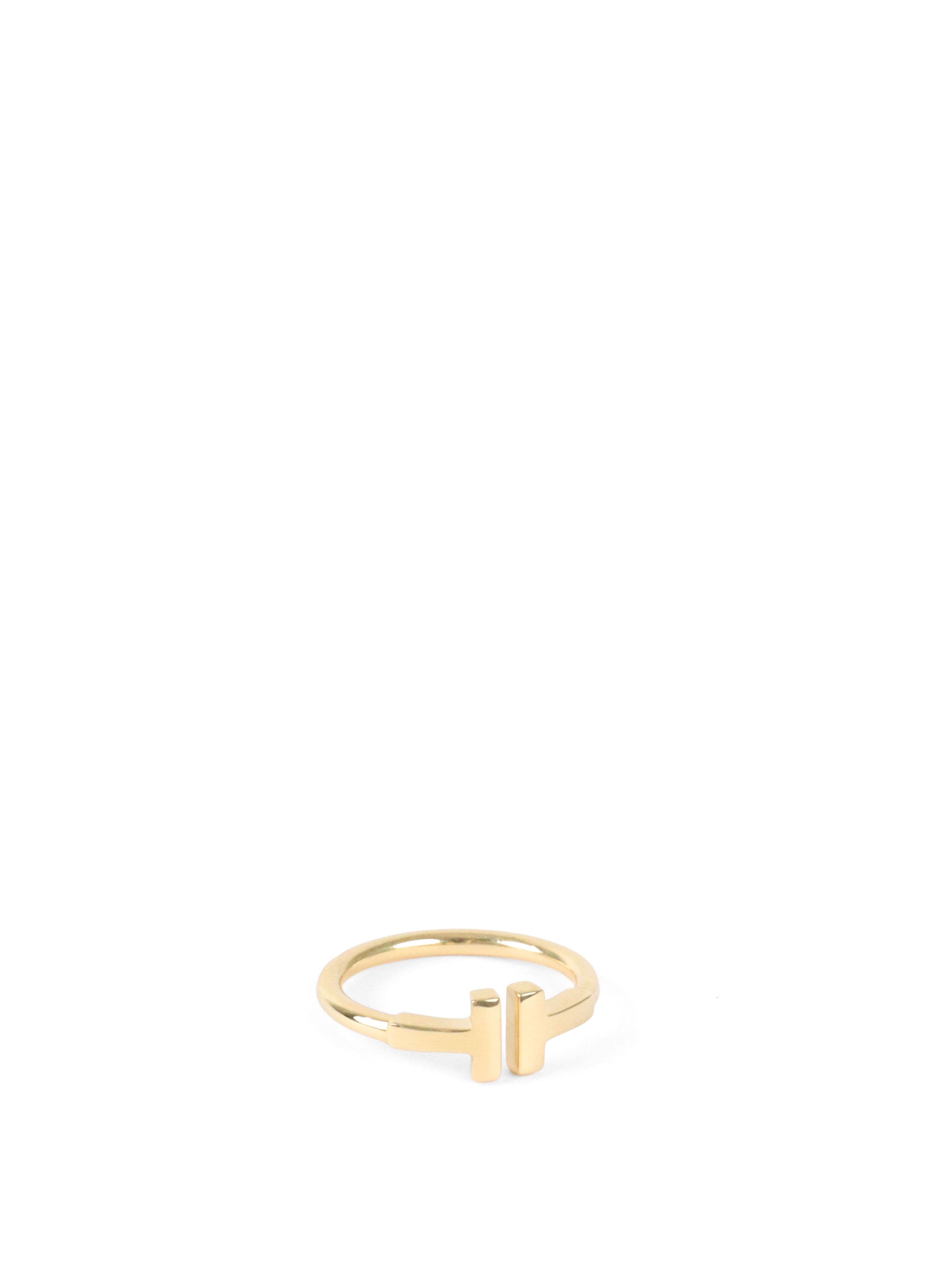 Tiffany  Co Yellow Gold T Wire Ring size 5