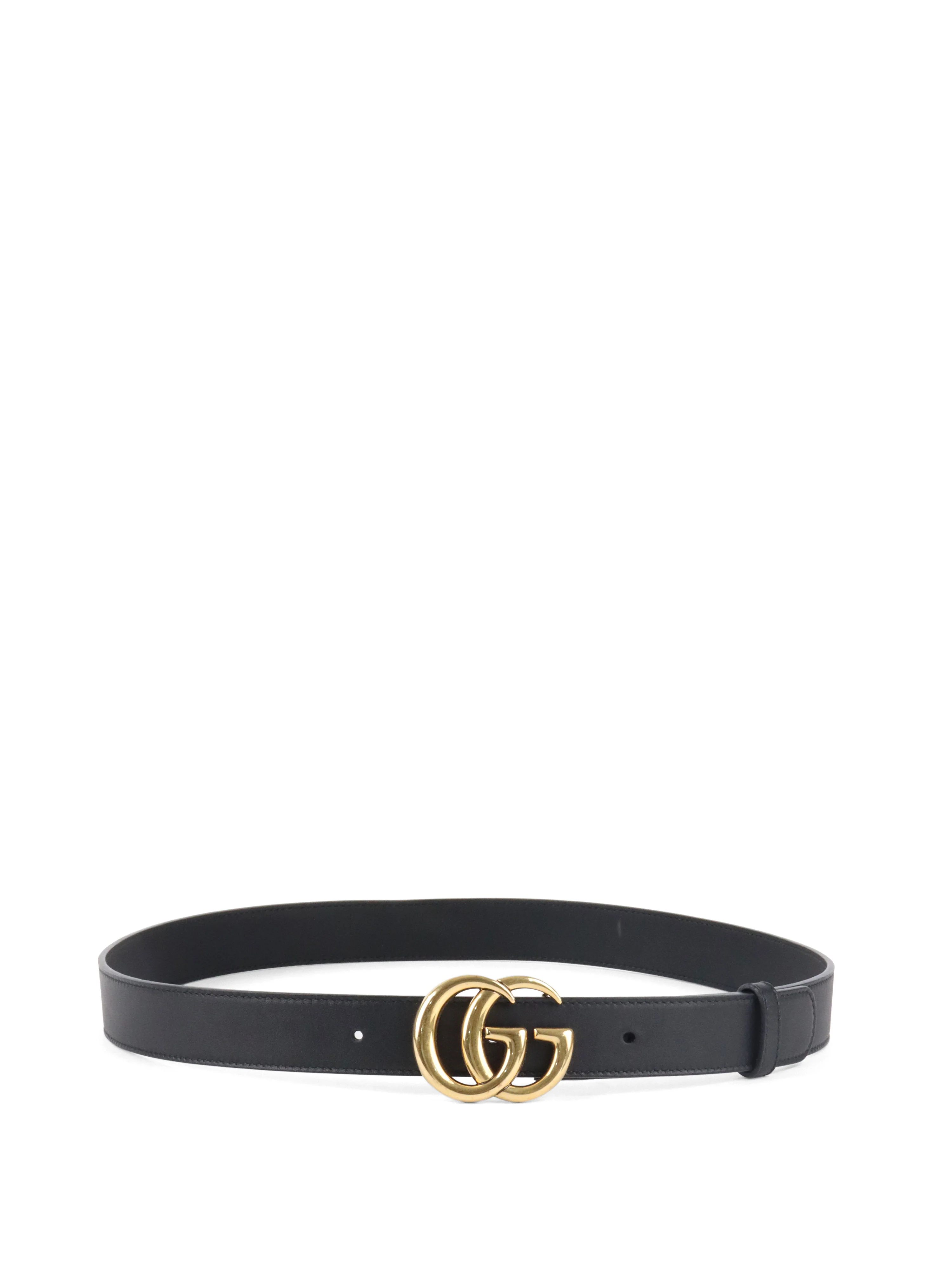 Gucci Black GG Marmont Belt GHW